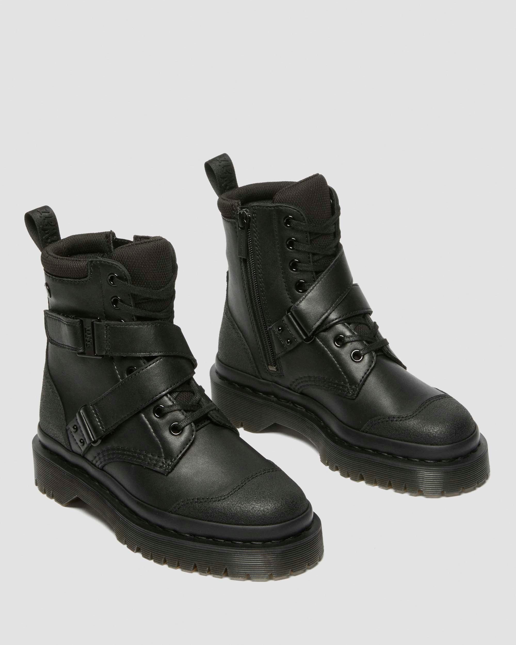 1460 BEX TECH STRAP LEATHER BOOTS in Black | Dr. Martens
