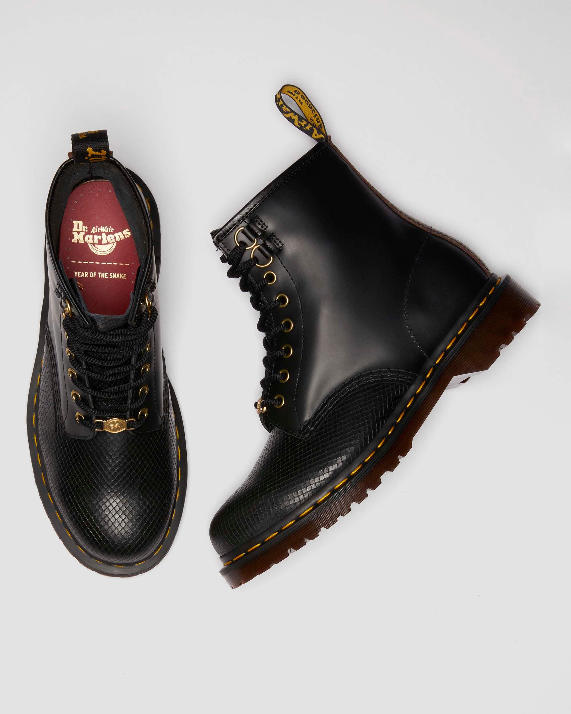 1460 Year of the Snake Leather Lace Up Boots in Black | Dr