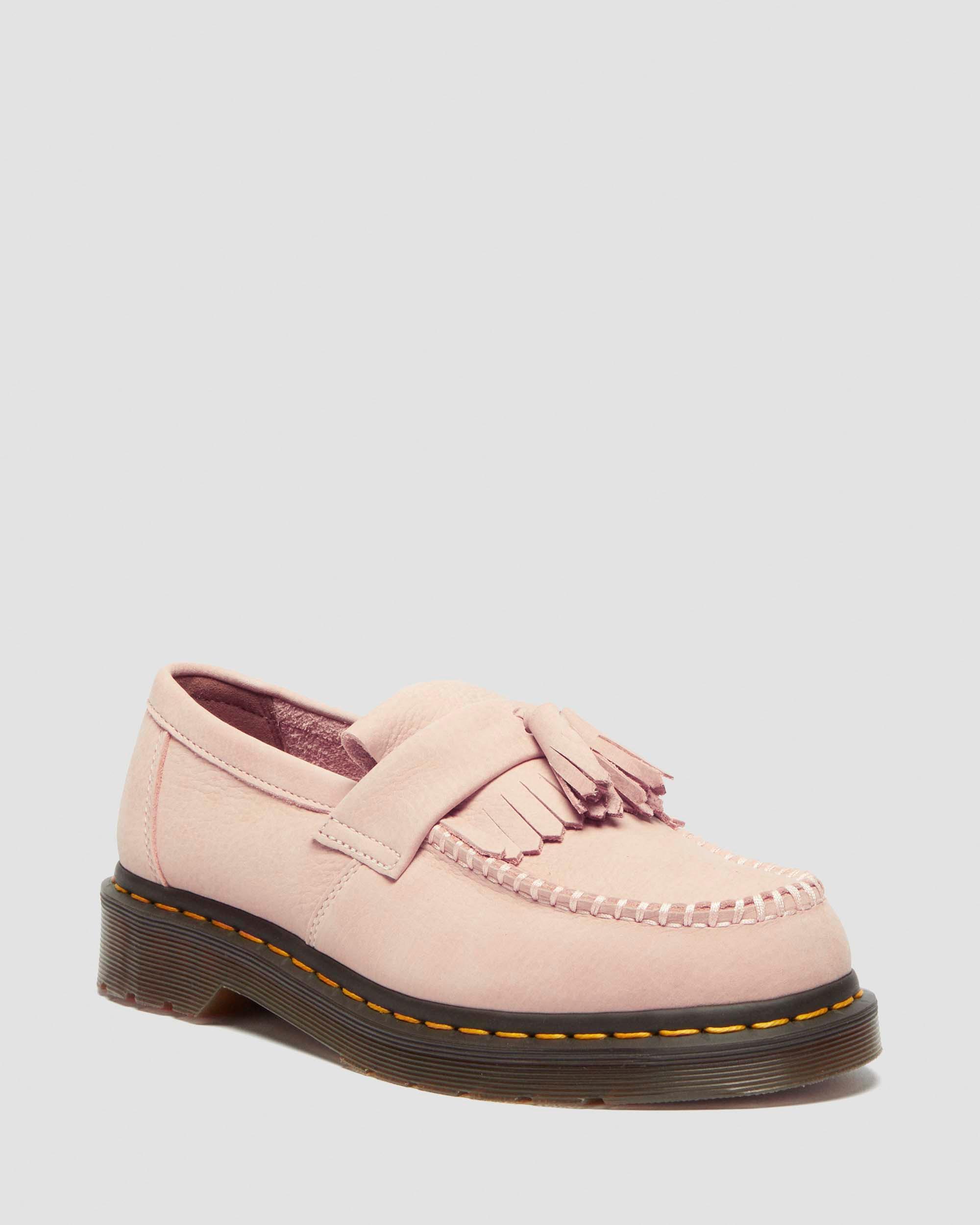Adrian Nubuck leather tassle loafers in Powder Pink