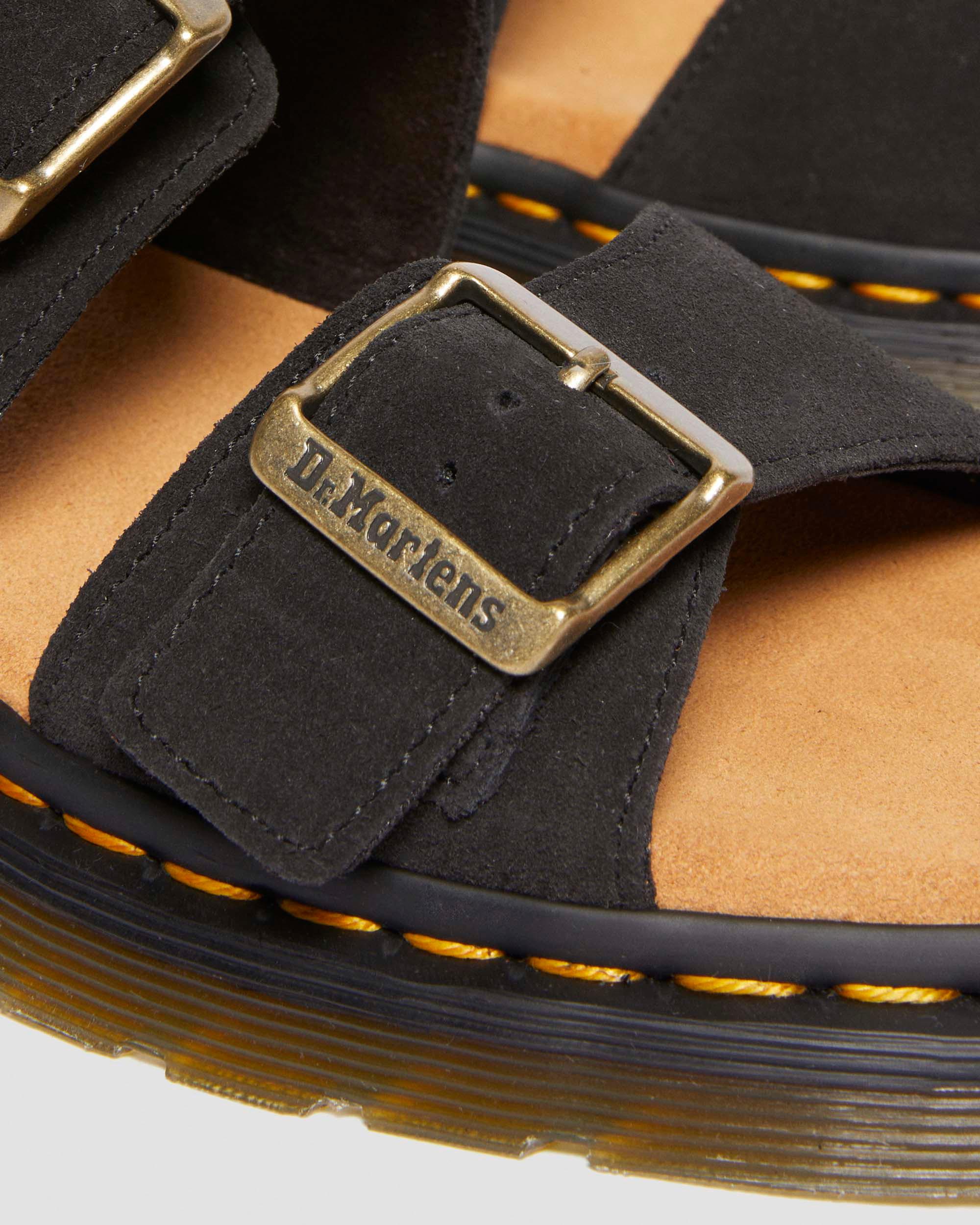 Josef Suede slide sandals in Black | Dr. Martens
