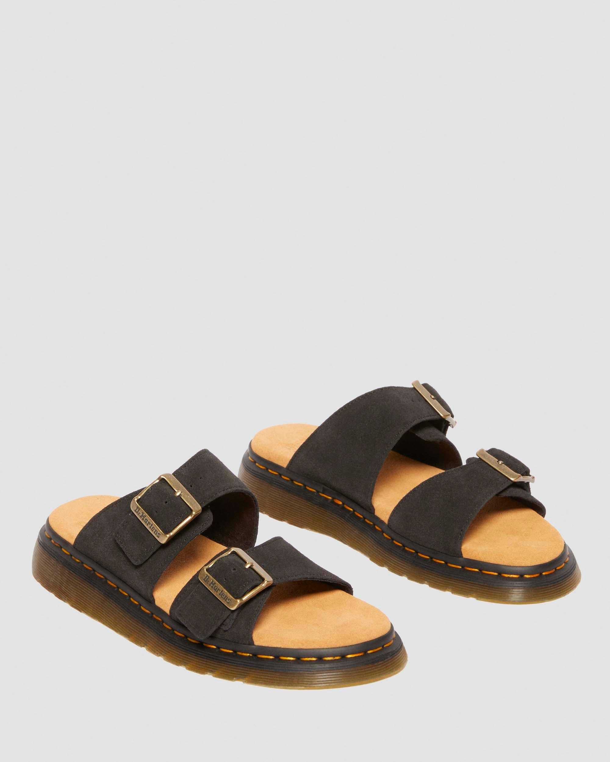 Josef Suede slide sandals in Black