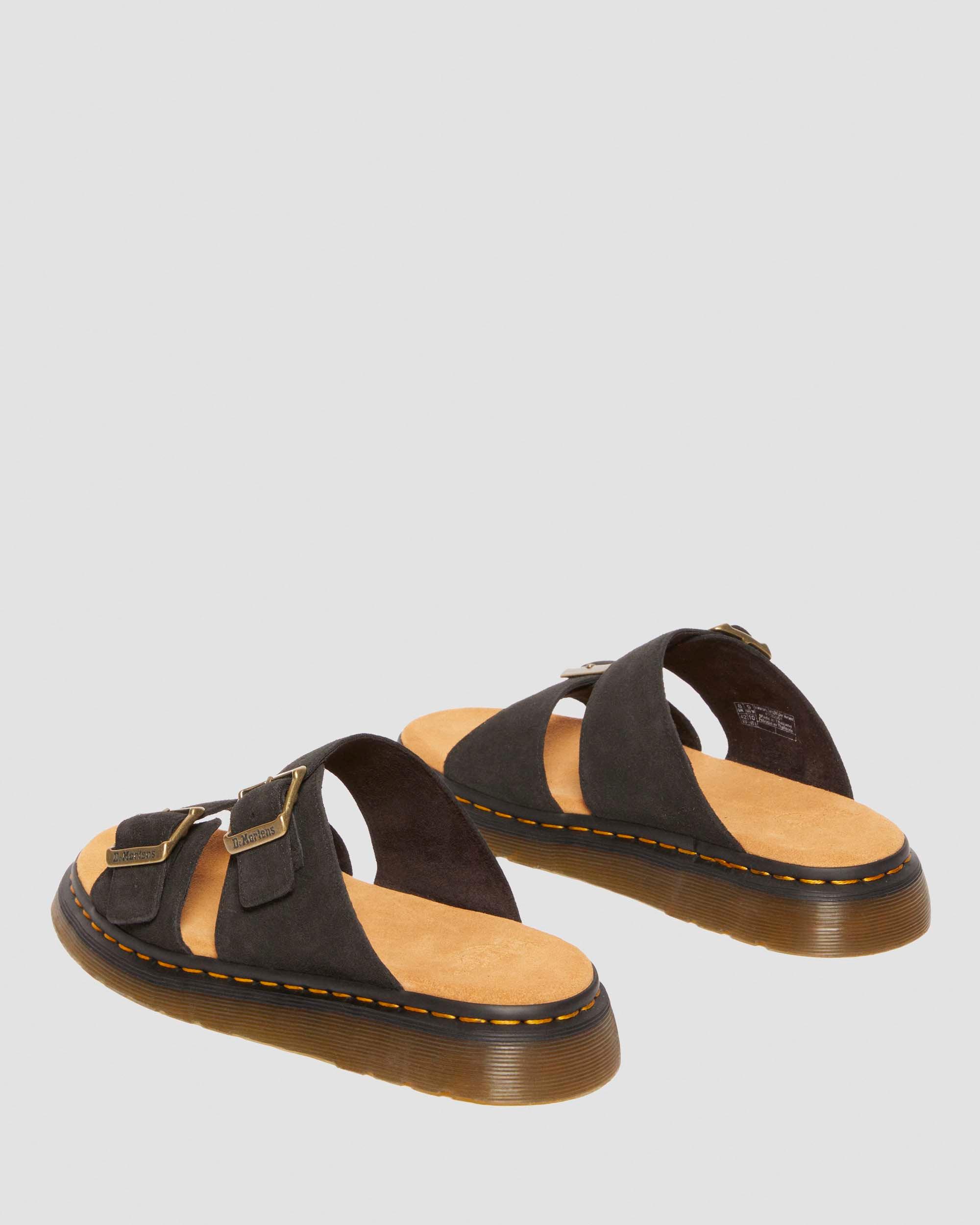 Josef Suede slide sandals in Black