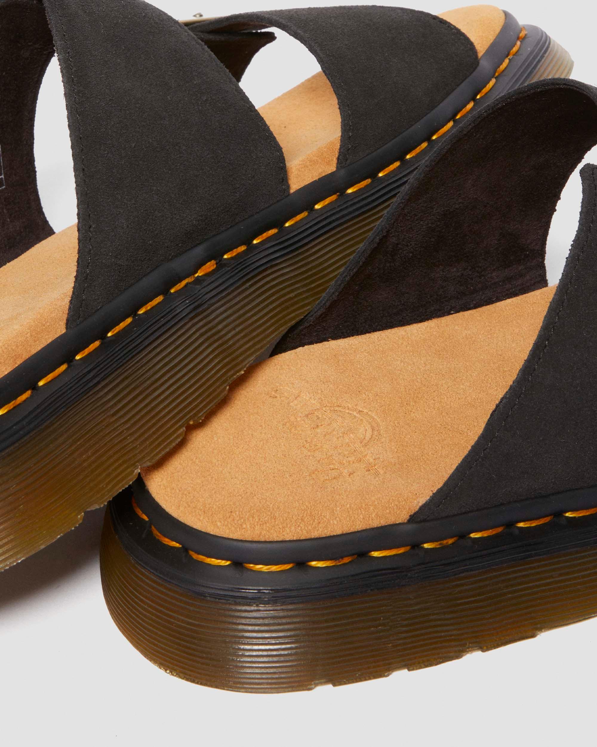 Josef Suede slide sandals in Black