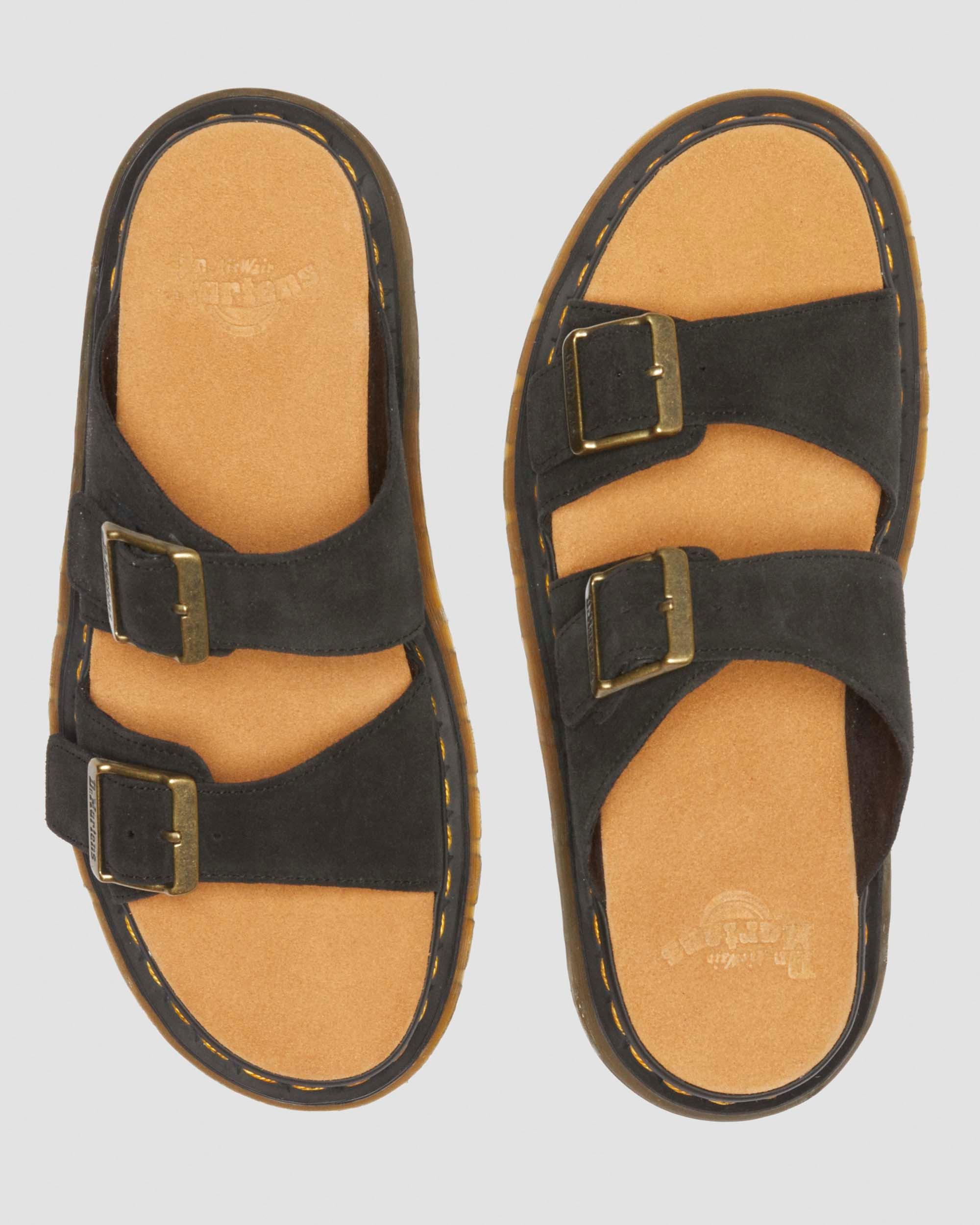 Josef Suede slide sandals in Black | Dr. Martens