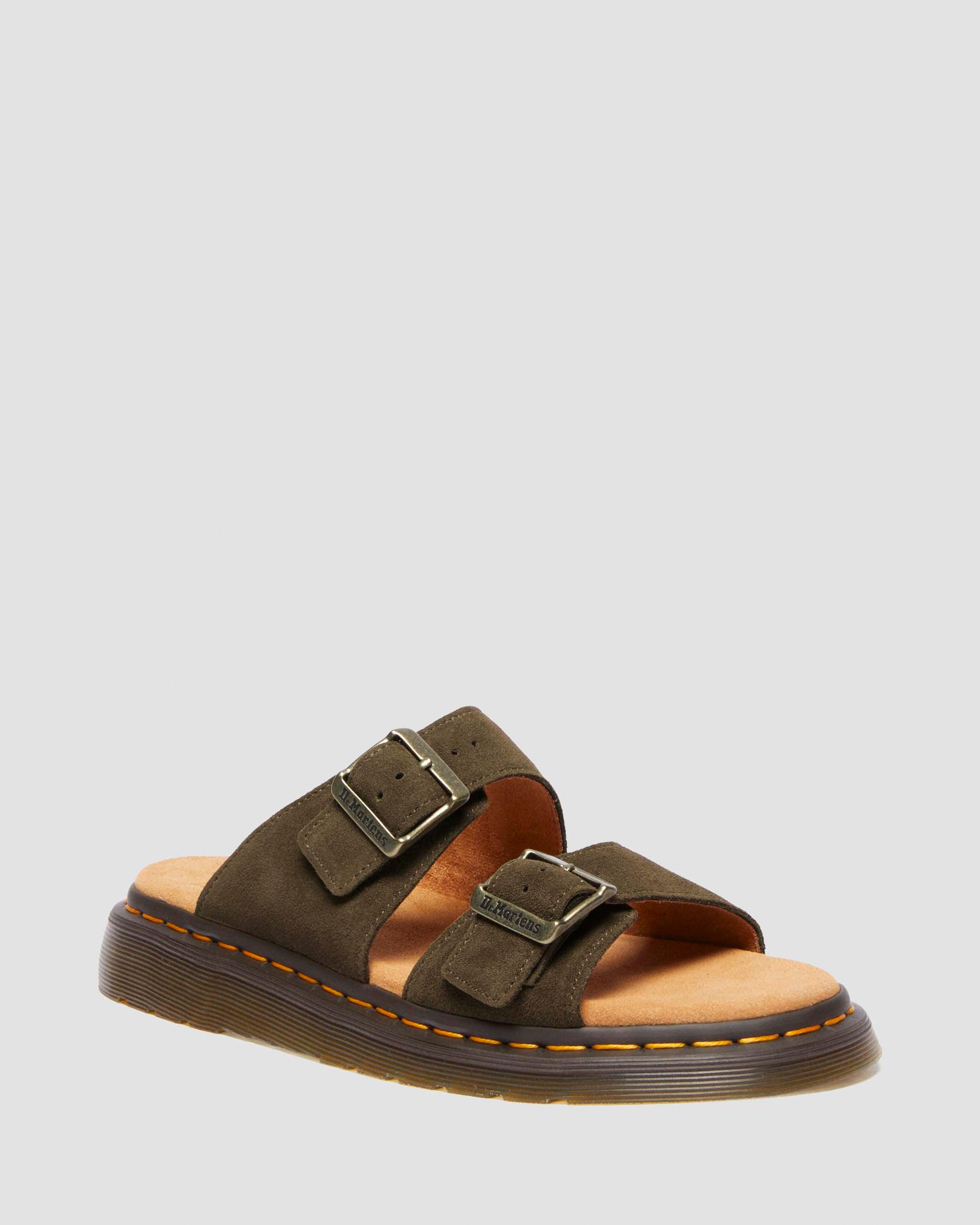 Josef suede slide sandals in Olive Green