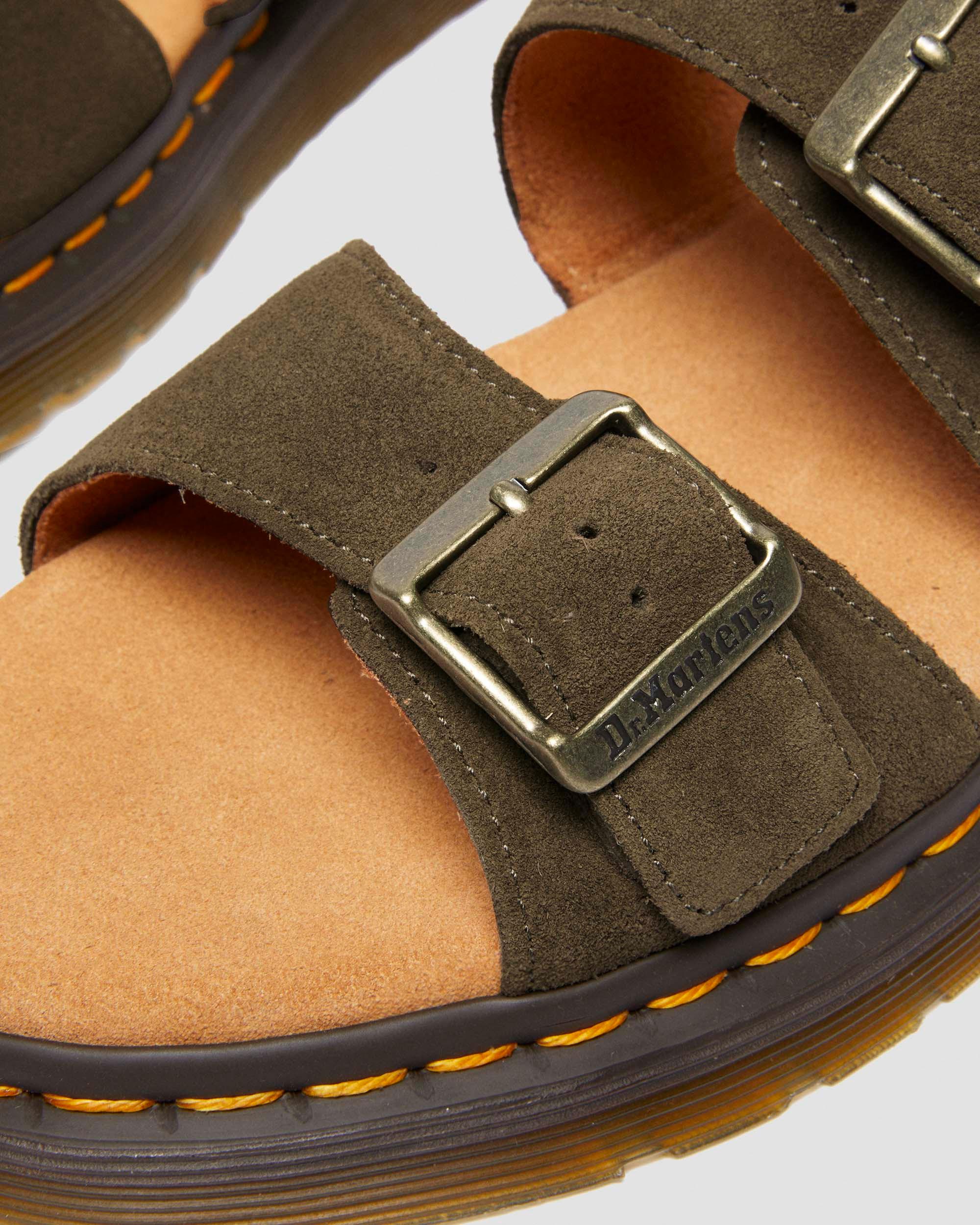 Josef suede slide sandals in Olive