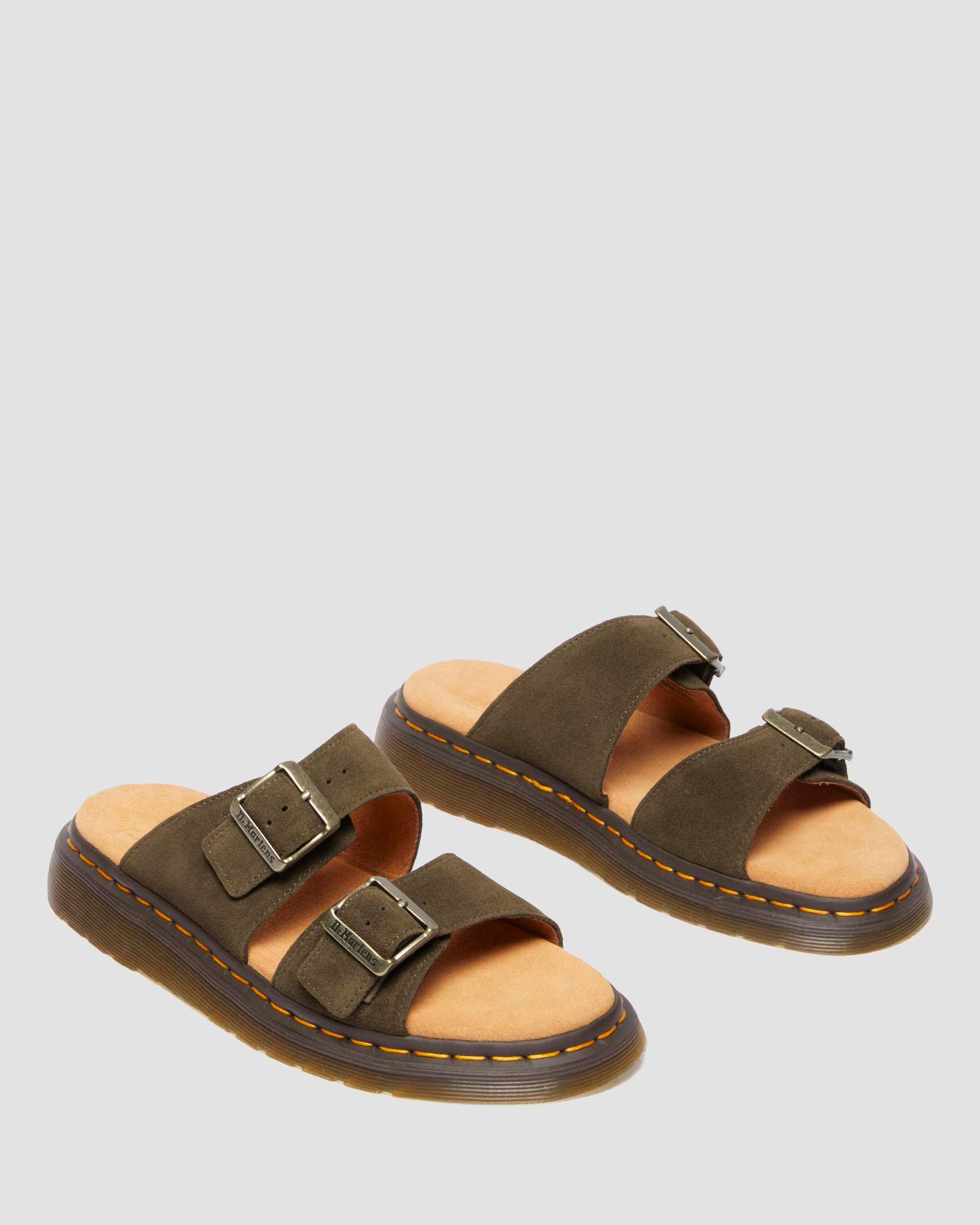 Josef suede slide sandals in Olive