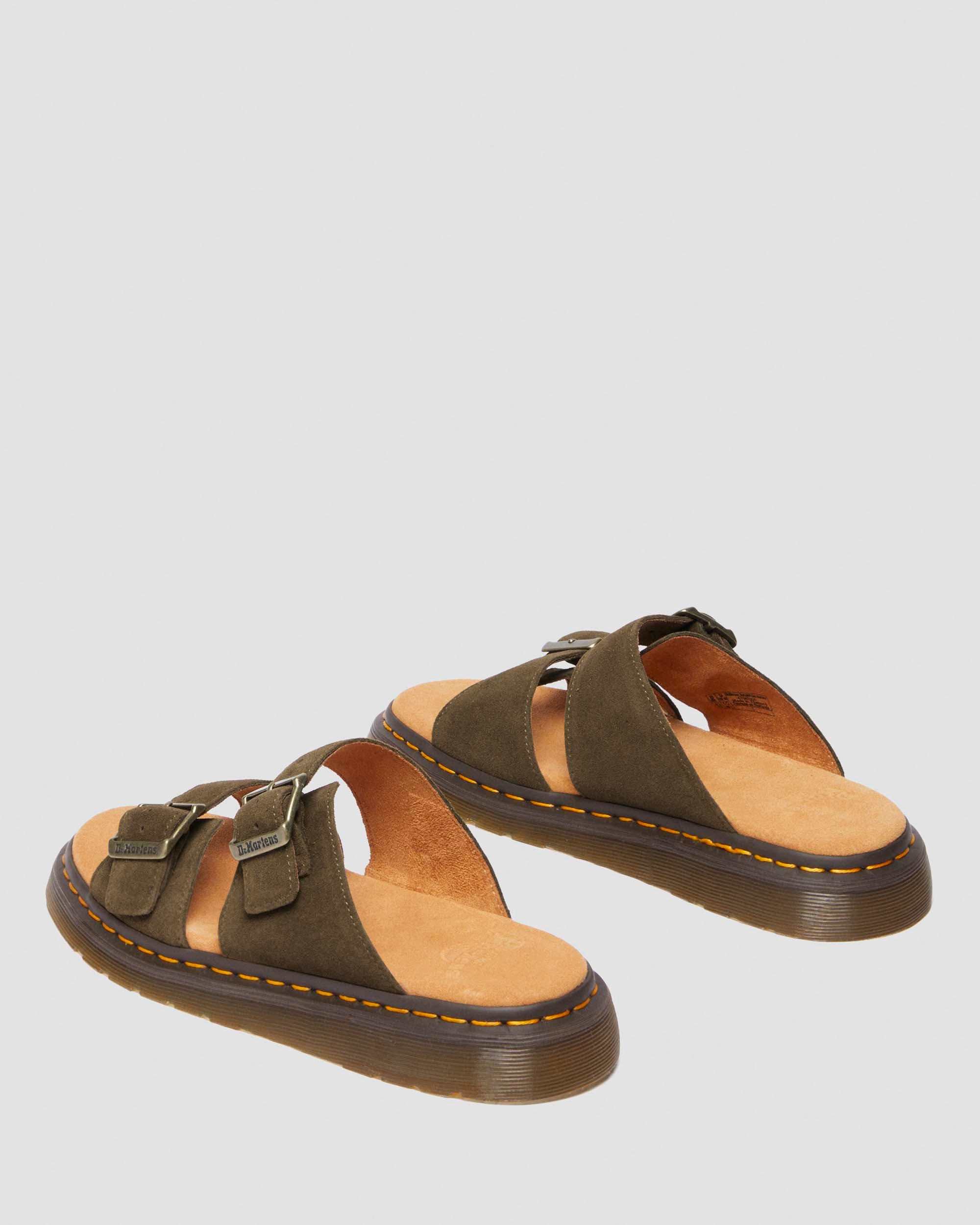Josef suede slide sandals in Olive
