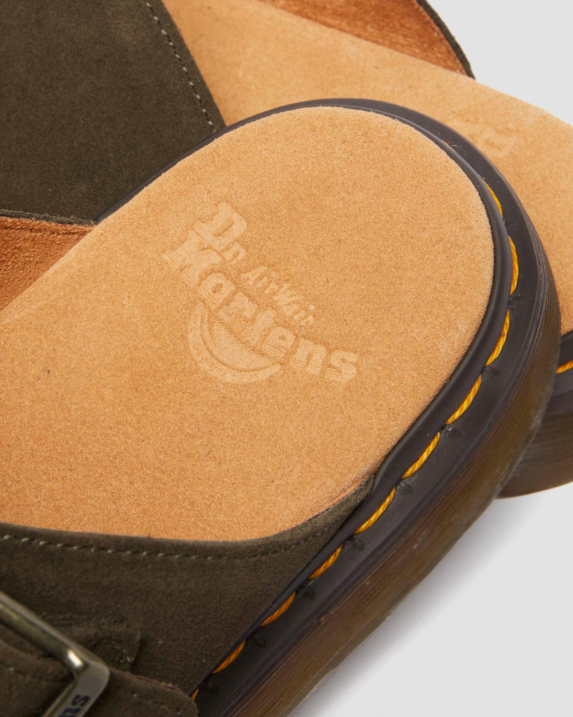 Josef suede slide sandals in Olive