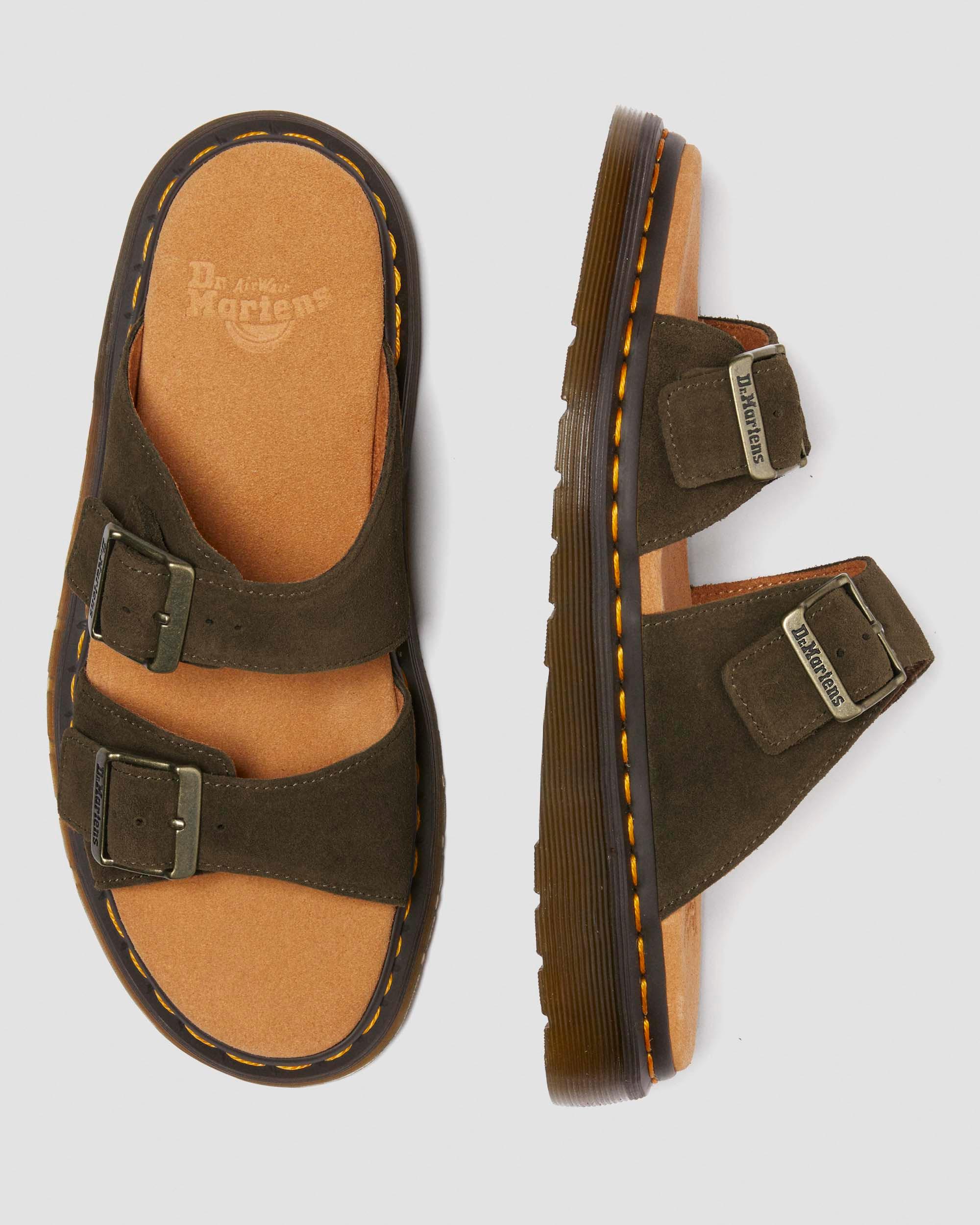 Josef suede slide sandals in Olive