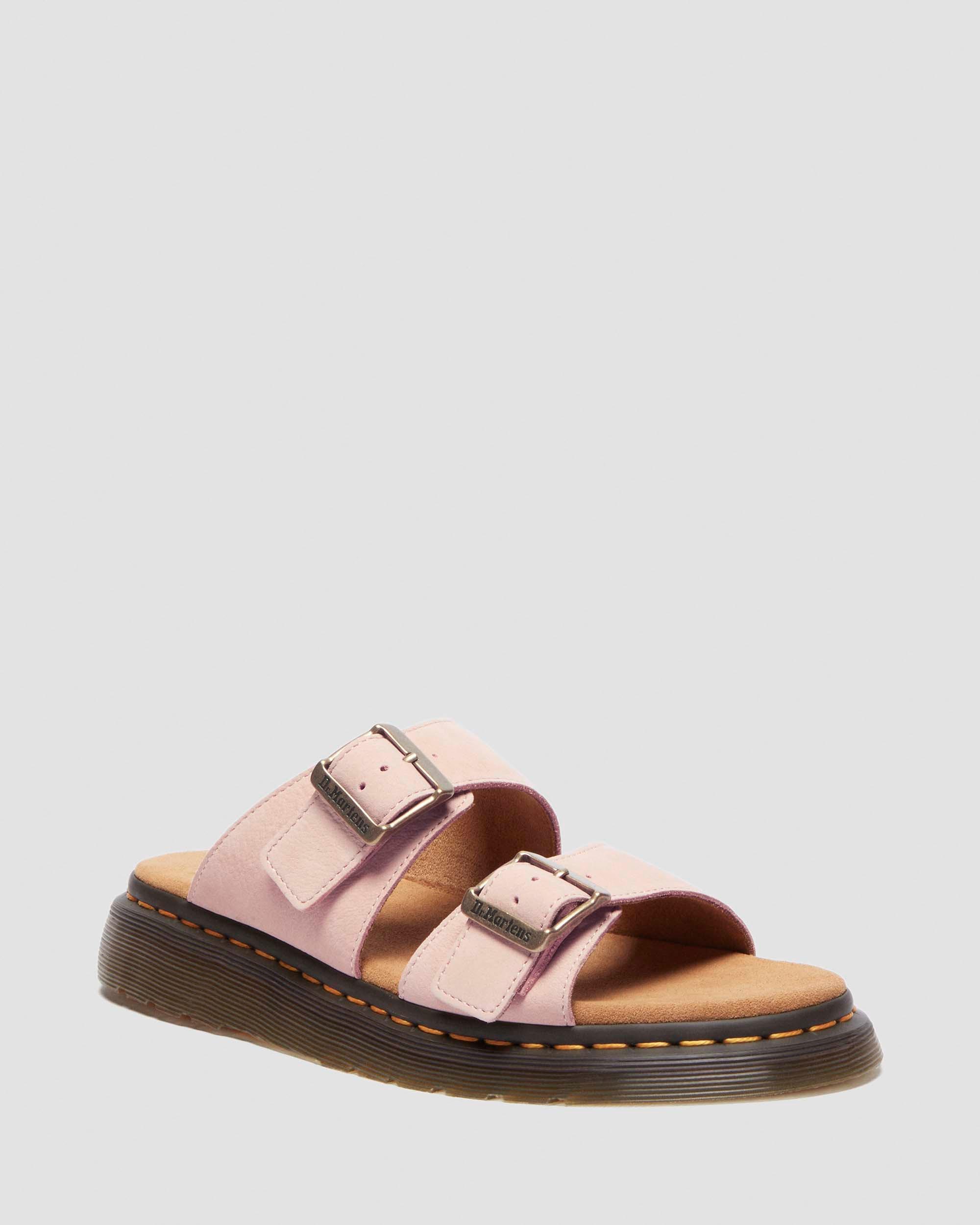 Josef Nubuck leather slide sandals in Powder Pink