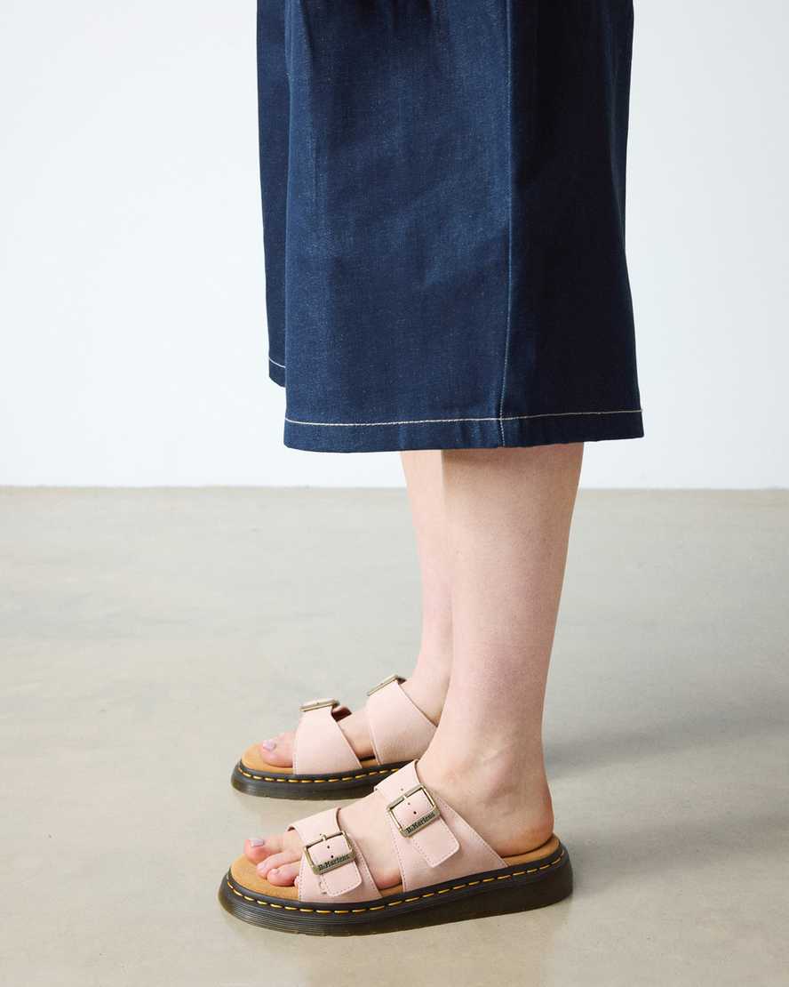 Dr. Martens' Josef Nubuck Leather Slide Sandals In Pink