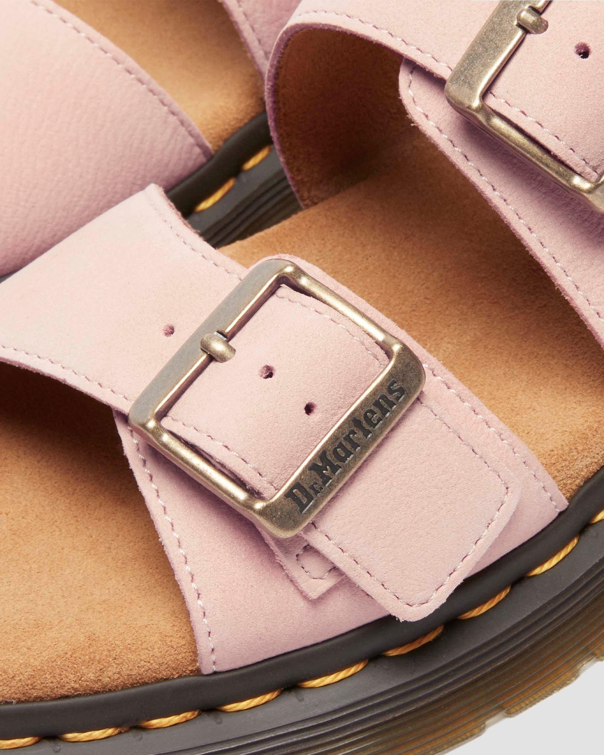 Josef Nubuck leather slide sandals in Powder Pink