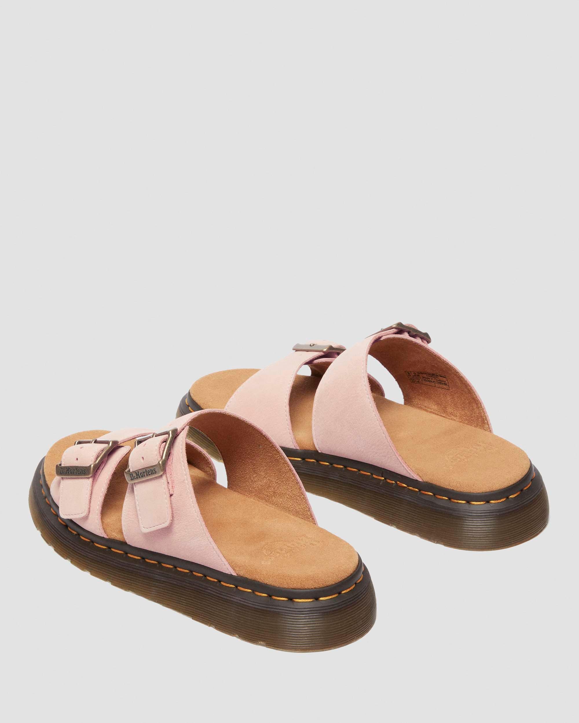 Josef Nubuck leather slide sandals in Powder Pink