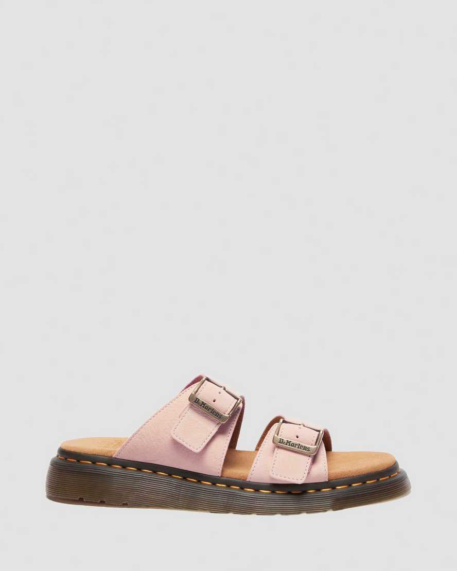 Dr. Martens' Josef Nubuck Leather Slide Sandals In Pink