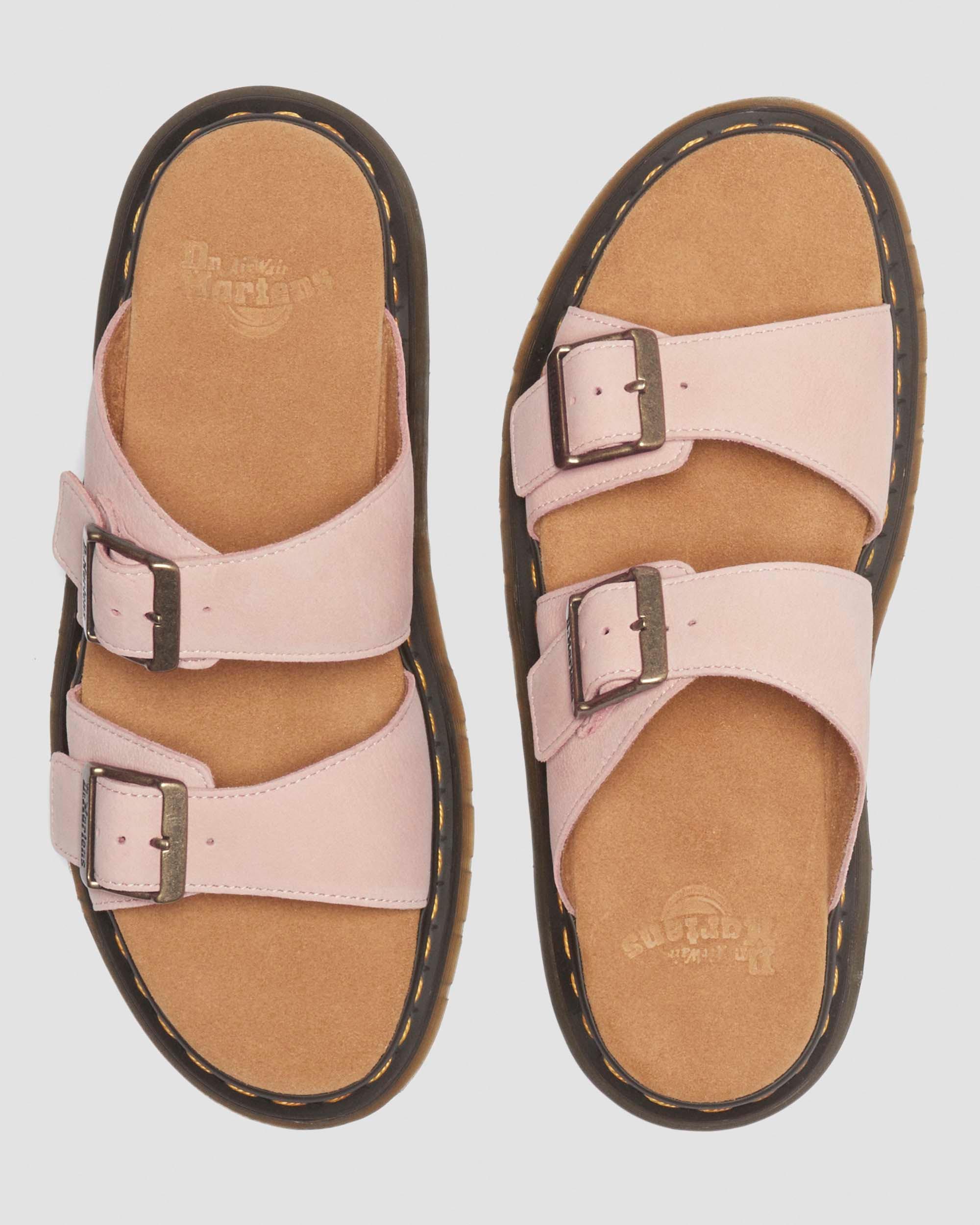 Josef Nubuck leather slide sandals in Powder Pink