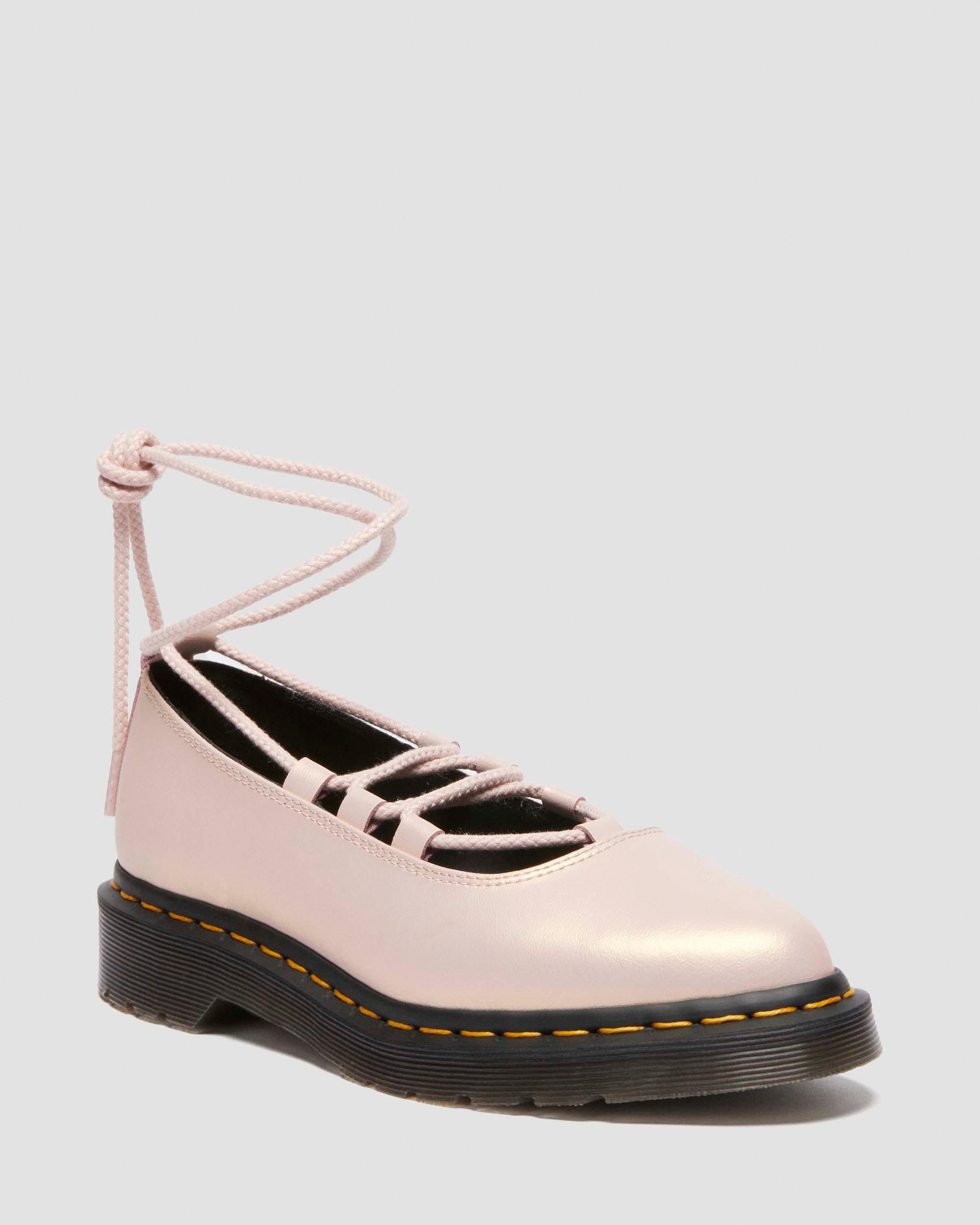 Elphie II iridescent leather ballet flats in Powder Pink+Gold