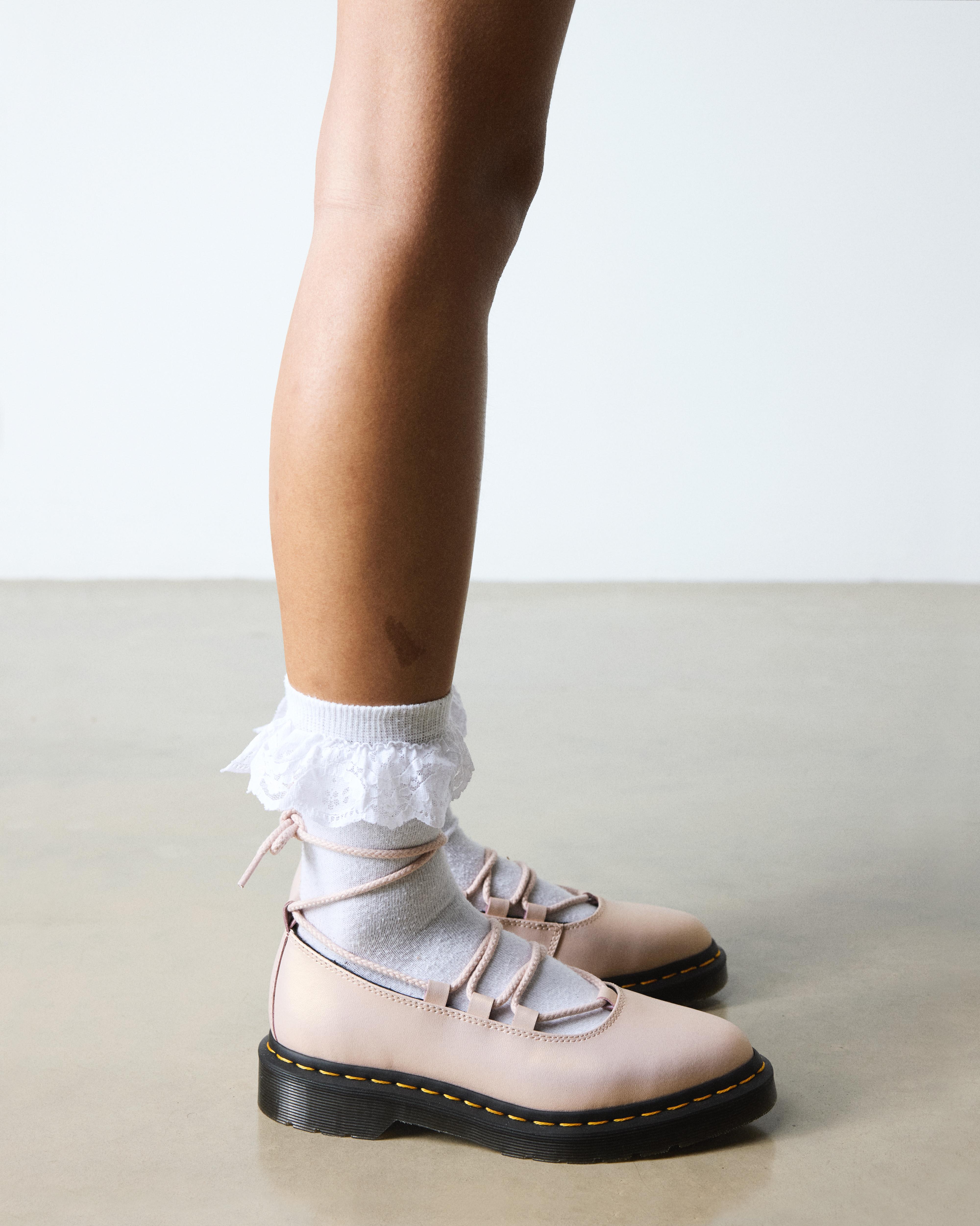 Elphie II iridescent leather ballet flats in Powder Pink+Gold
