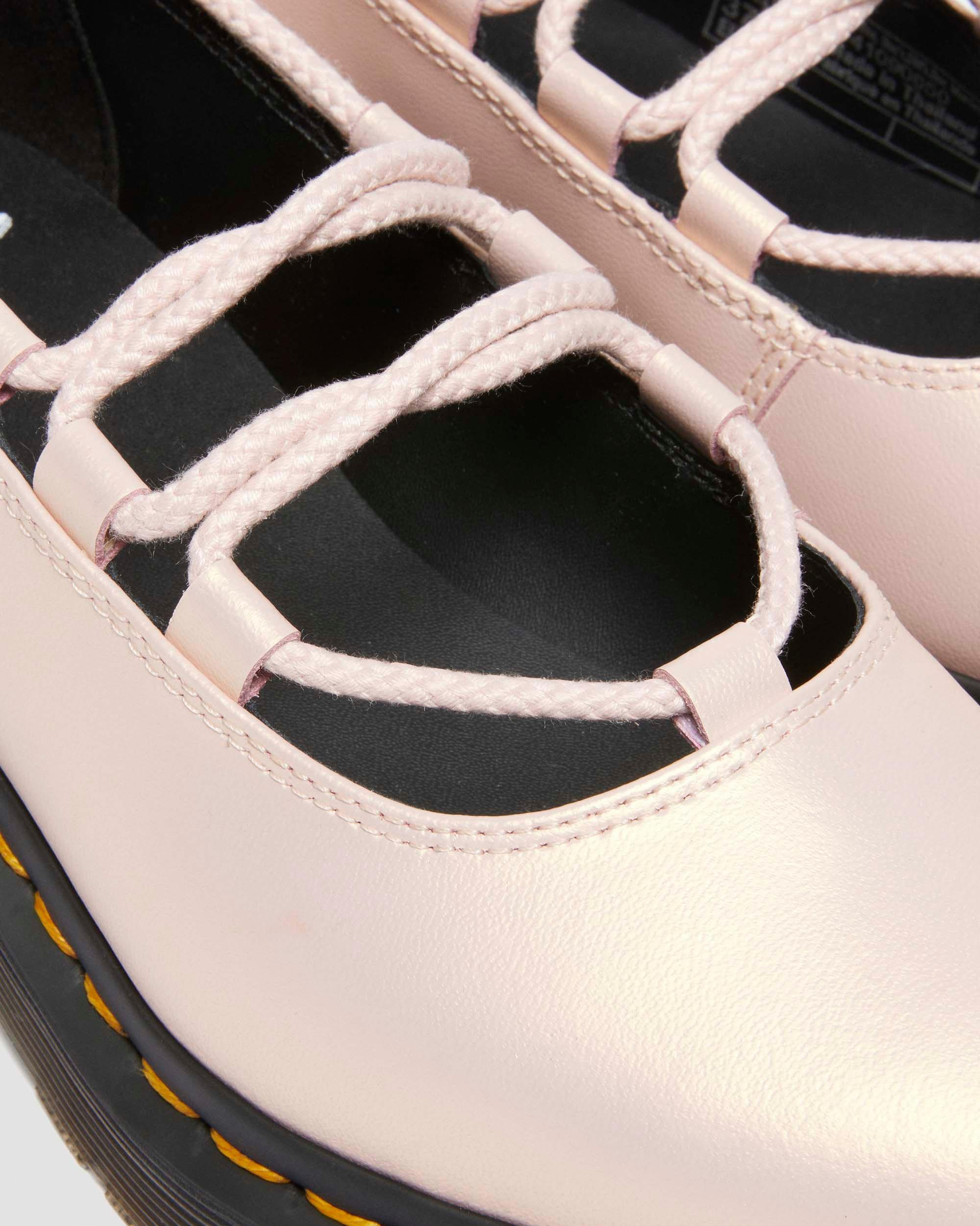 Elphie II iridescent leather ballet flats in Powder Pink+Gold
