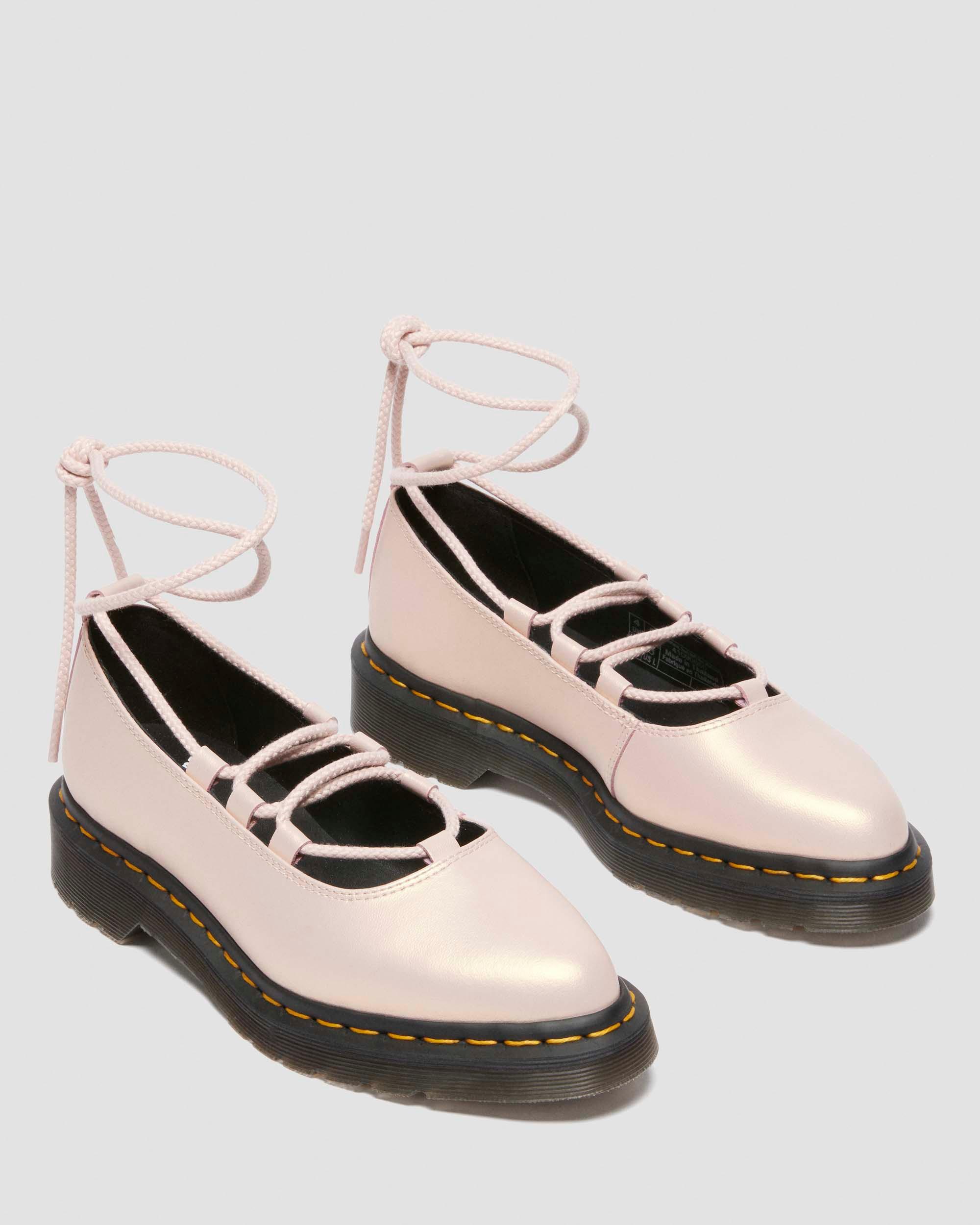 Elphie II iridescent leather ballet flats in Powder Pink+Gold