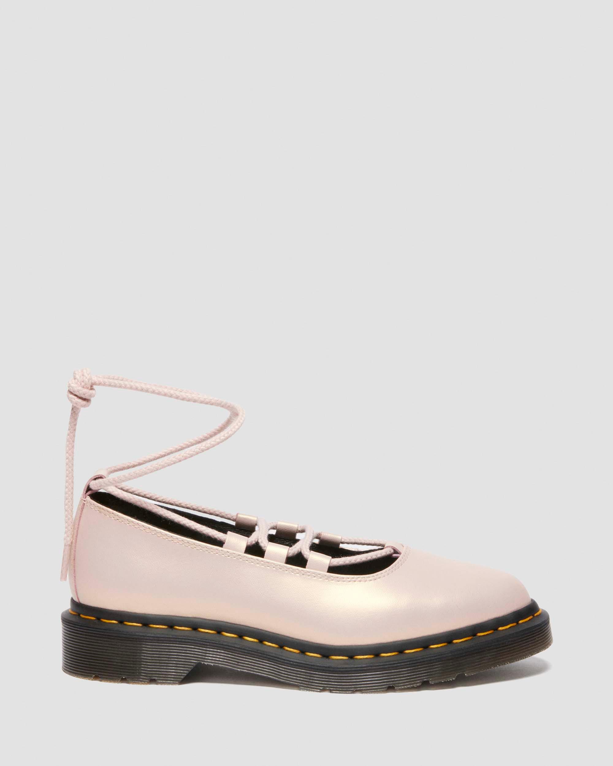 Elphie II iridescent leather ballet flats in Powder Pink+Gold