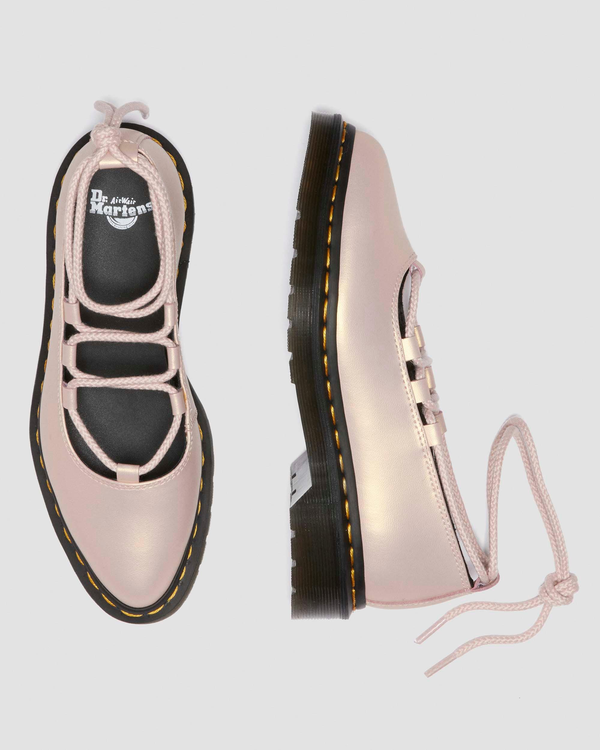 Elphie II iridescent leather ballet flats in Powder Pink+Gold
