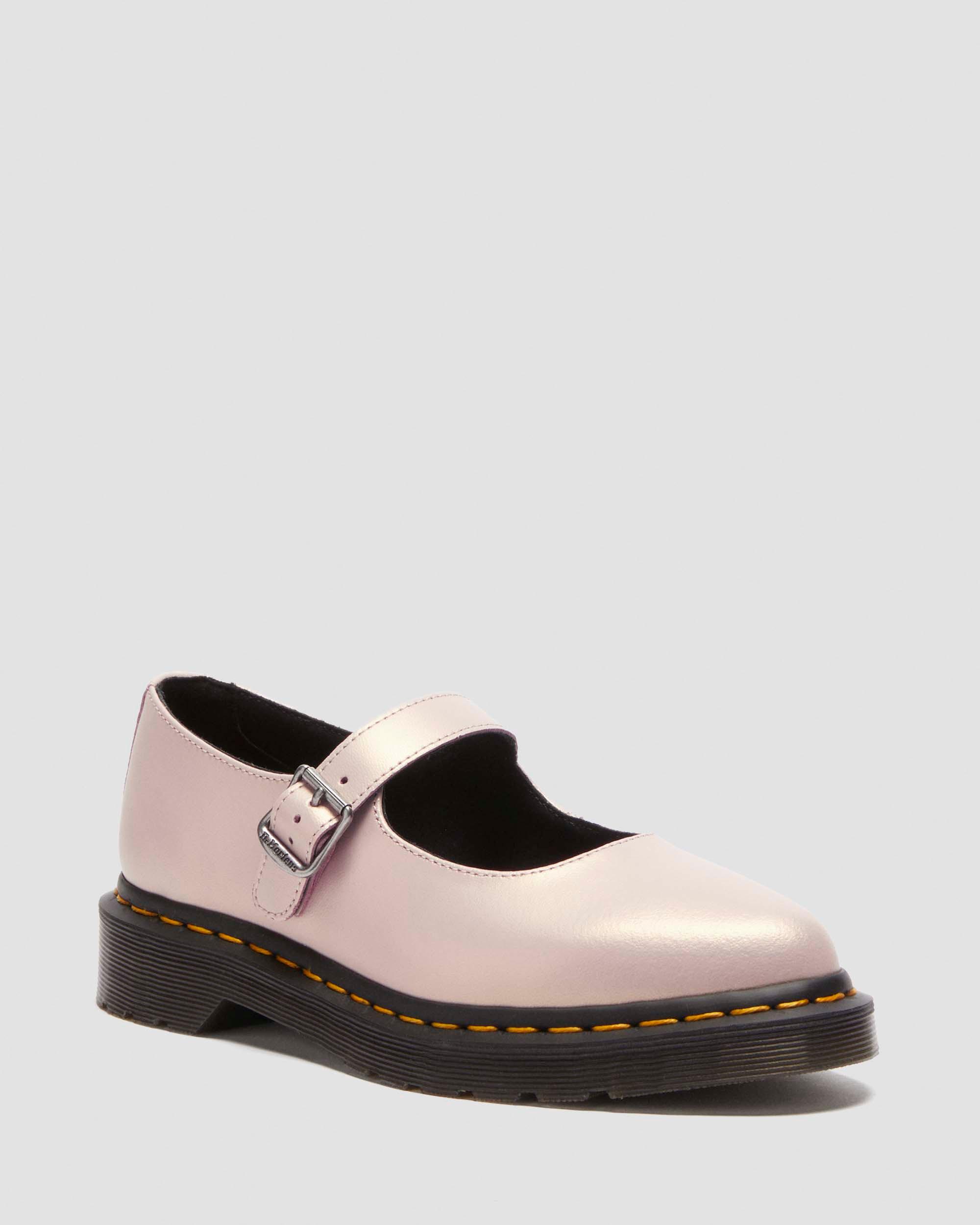Elphie II iridescent leather mary jane shoes in Powder Pink+Gold