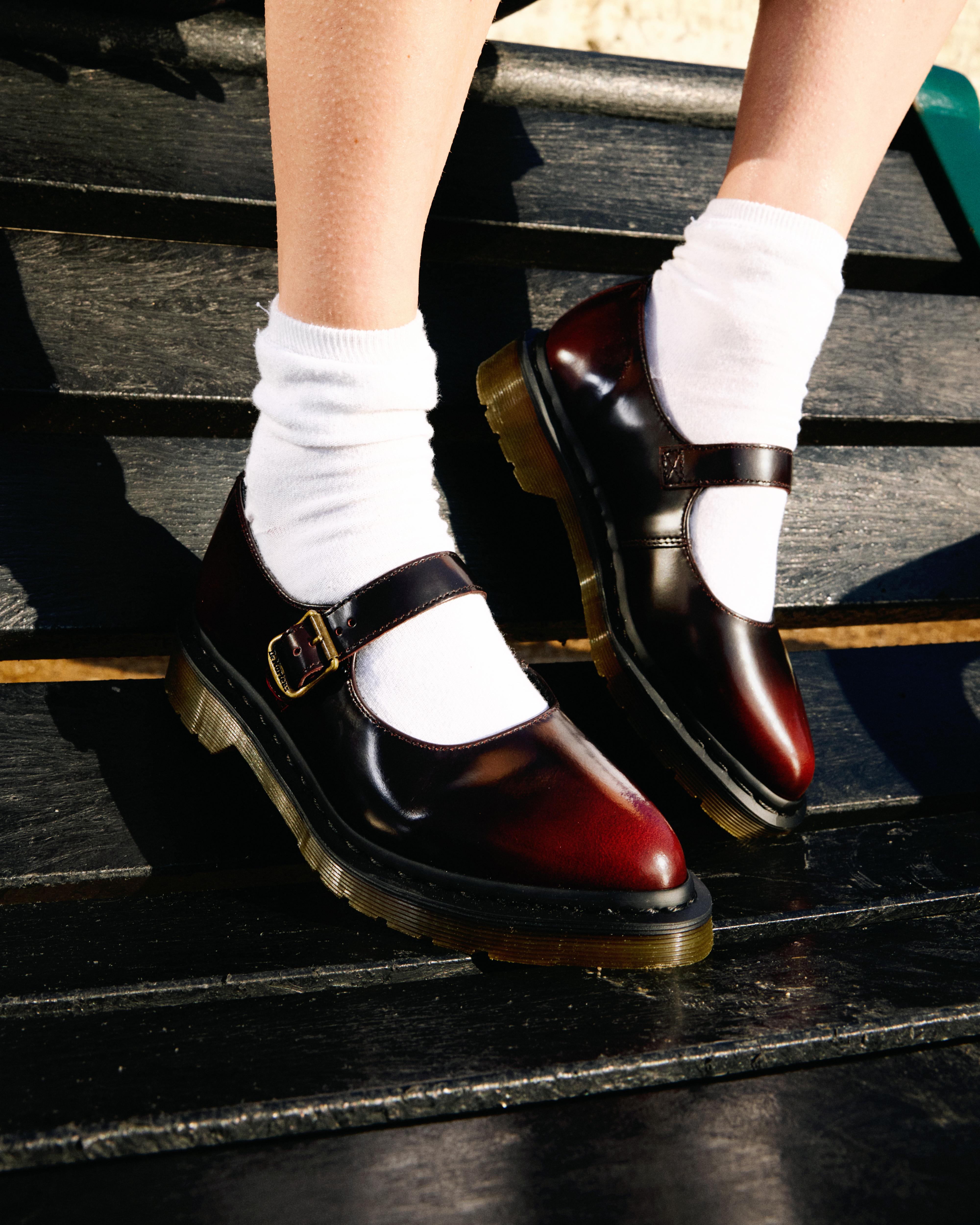 Elphie Mary Jane Leder Schuhe in Cherry Red