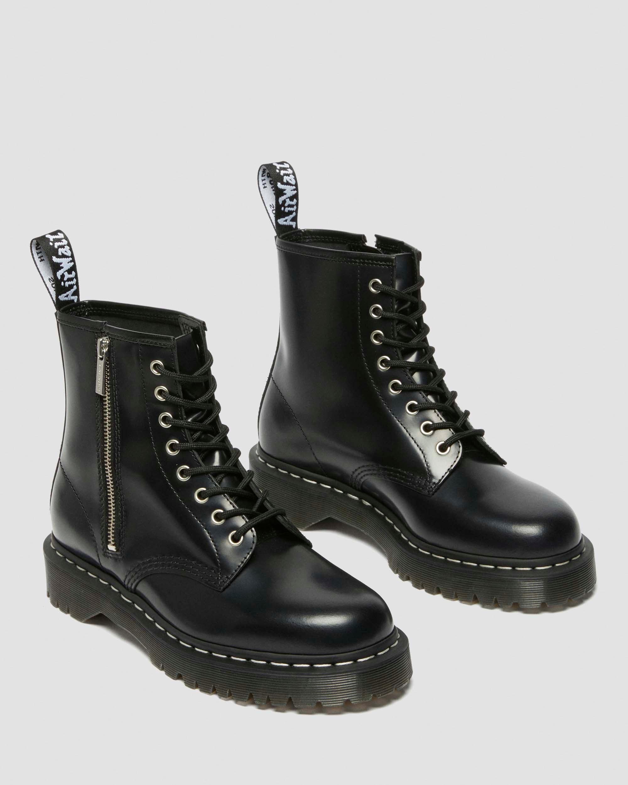 Dr. Martens 1460 Lace And Zip Smooth Leather Boots In Black