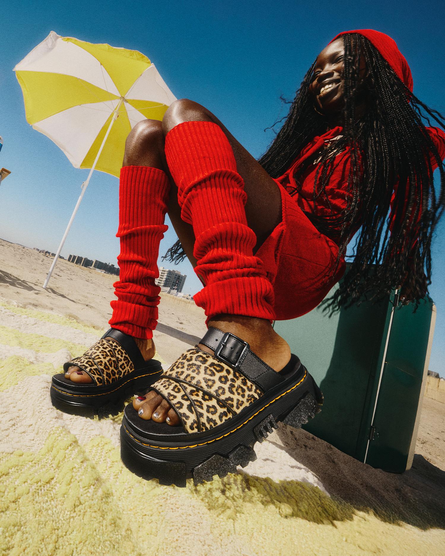 Mattison leopard Slide sandals in LIGHT TAN | Dr. Martens™