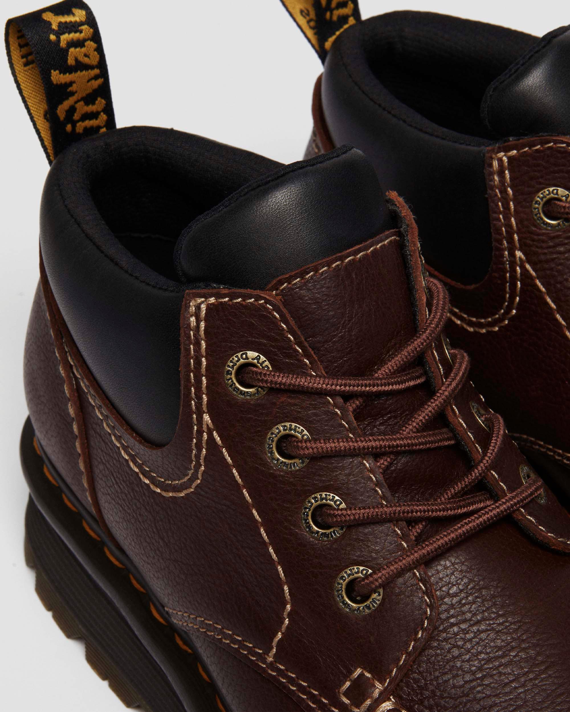 Zebzag Leather Casual 4-Eye Lace-Up Boots in Brown+Black
