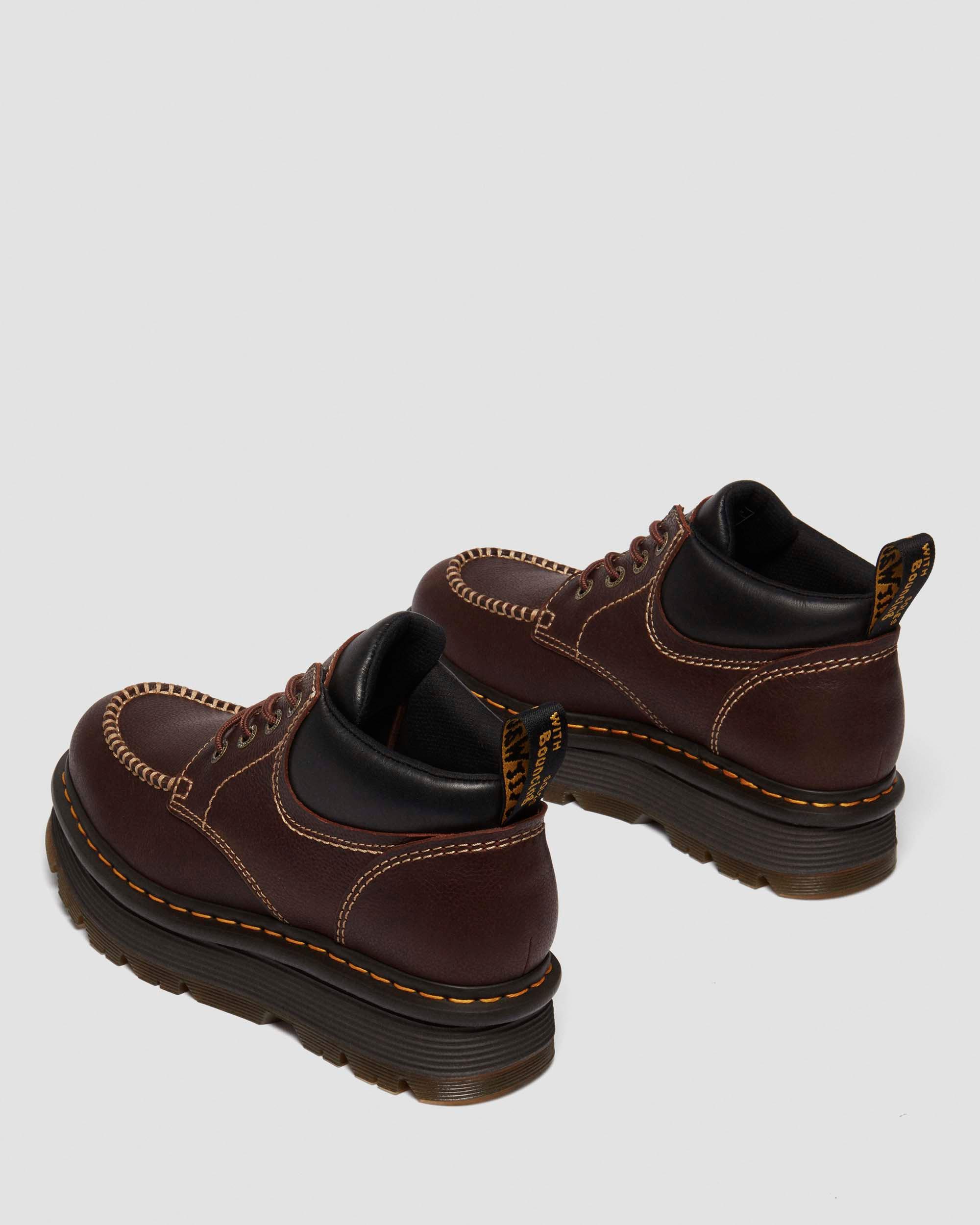 Zebzag Leather Casual 4-Eye Lace-Up Boots in Brown+Black