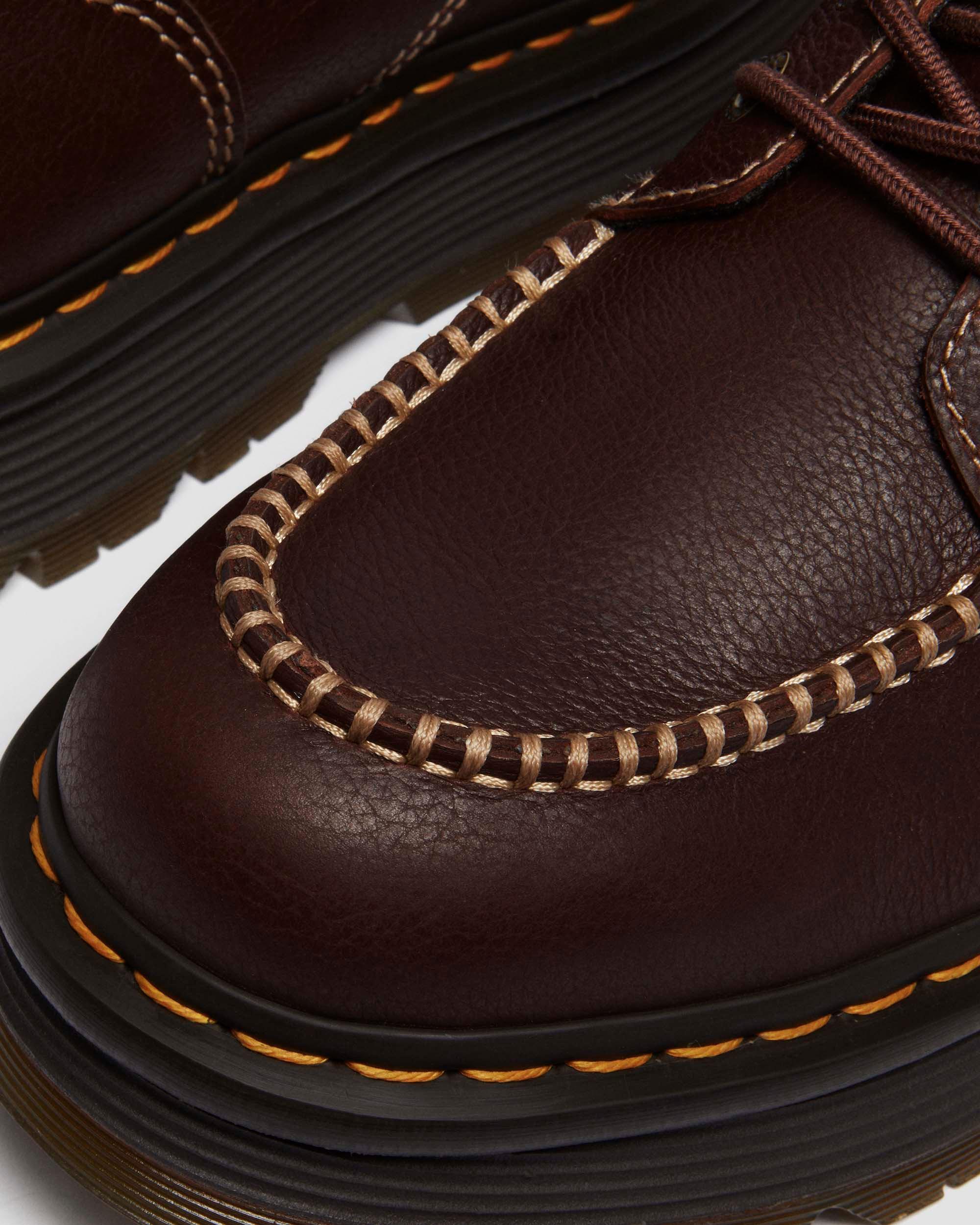 Zebzag Leather Casual 4-Eye Lace-Up Boots in Brown+Black