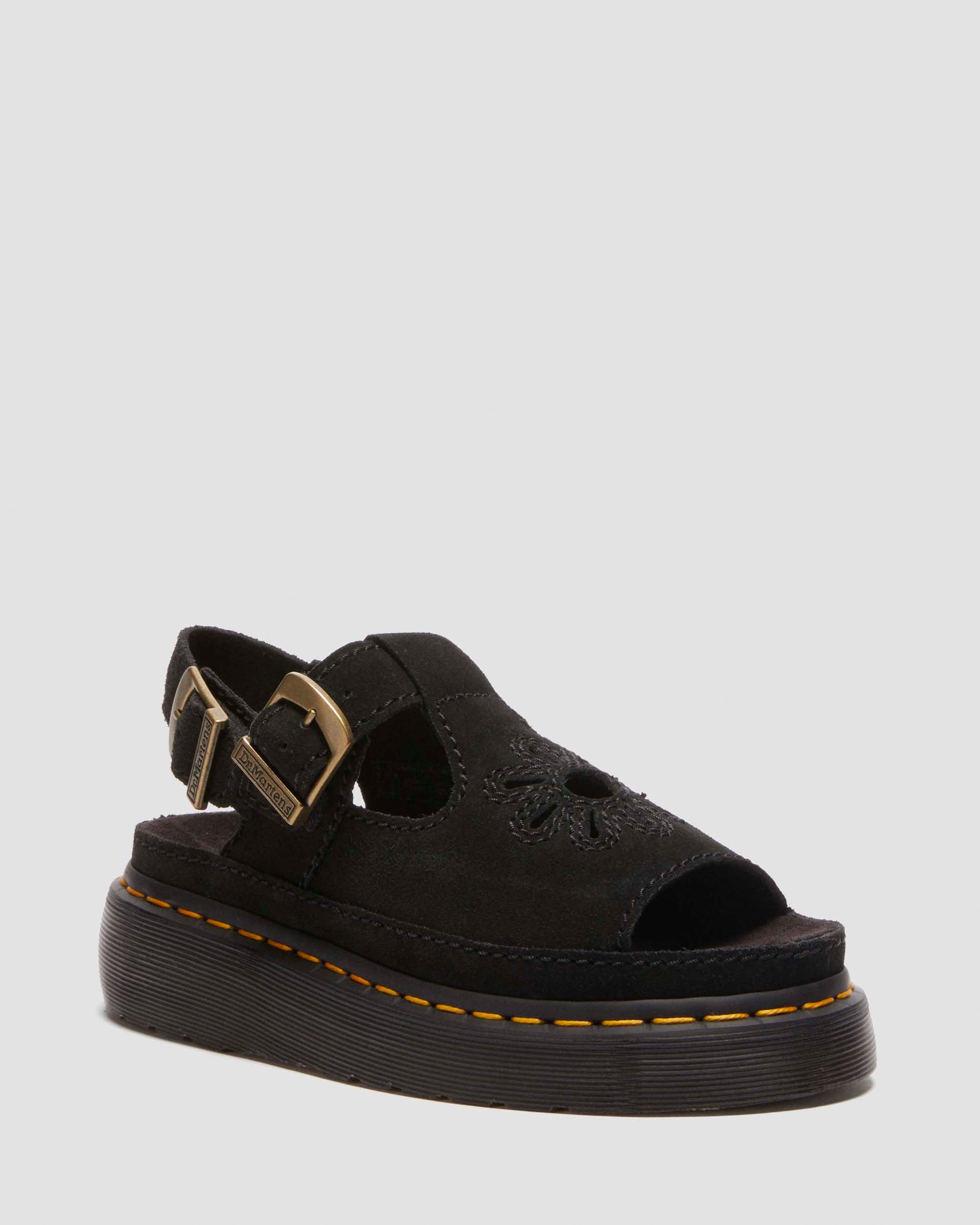 Dunnet Flower Buttersoft leather sandals in Black