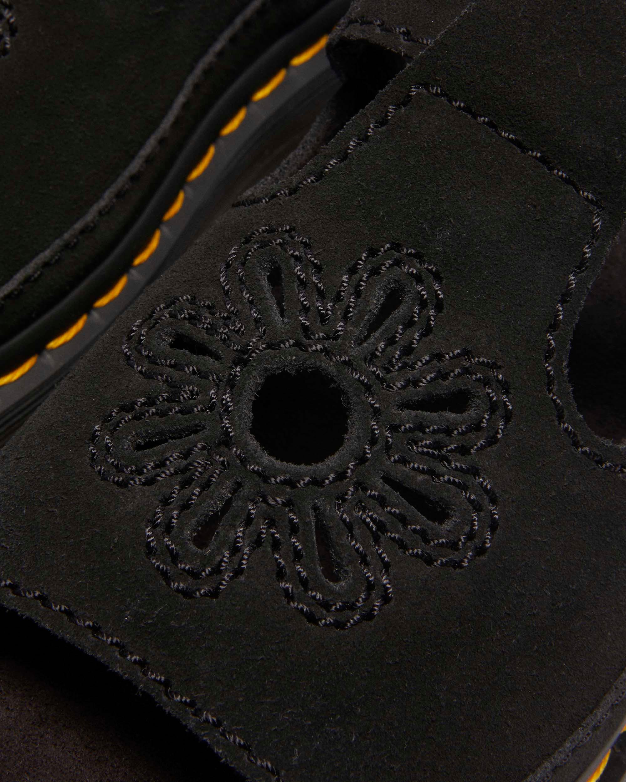 Dunnet Flower Buttersoft leather sandals in Black