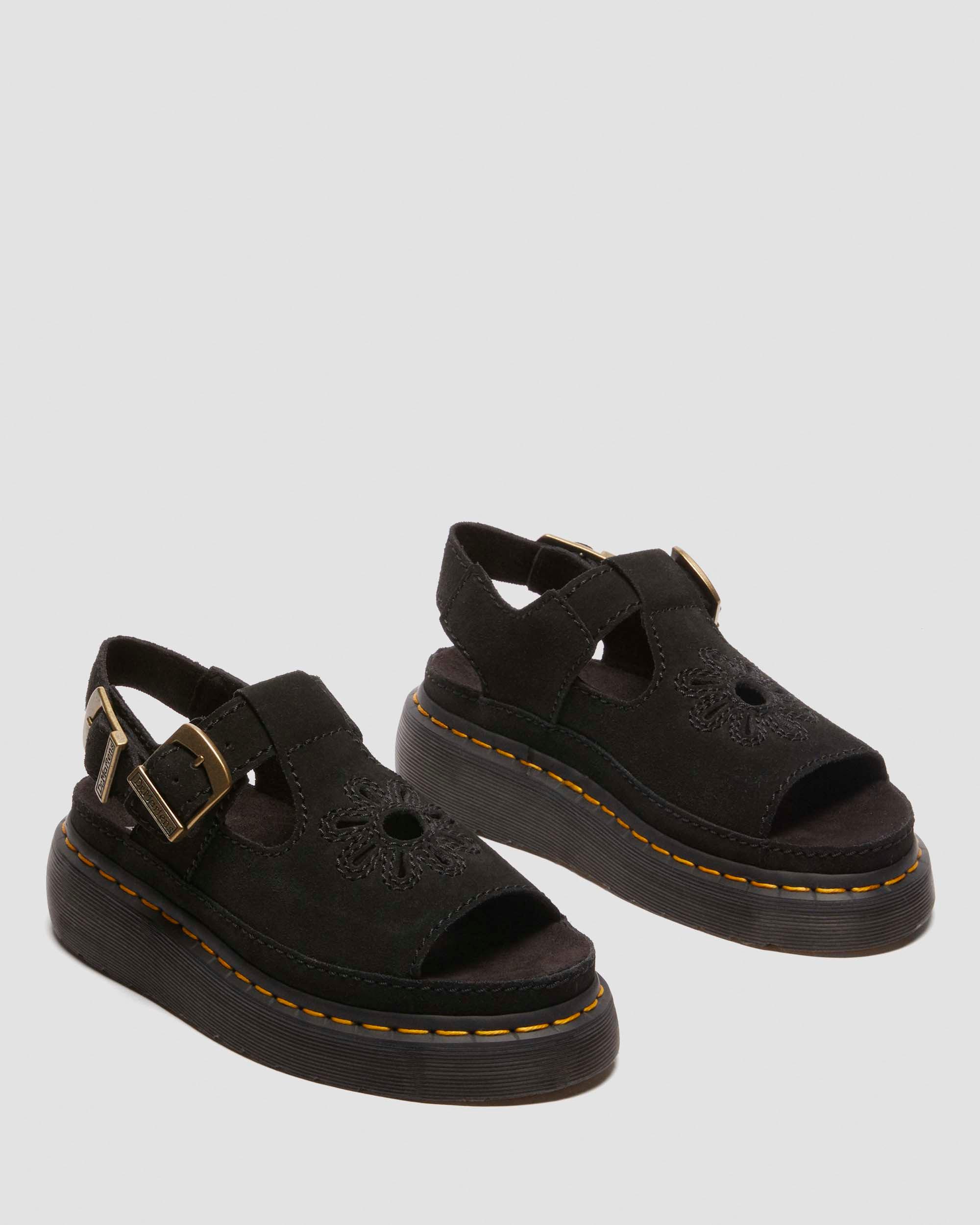 Dunnet Flower Buttersoft leather sandals in Black