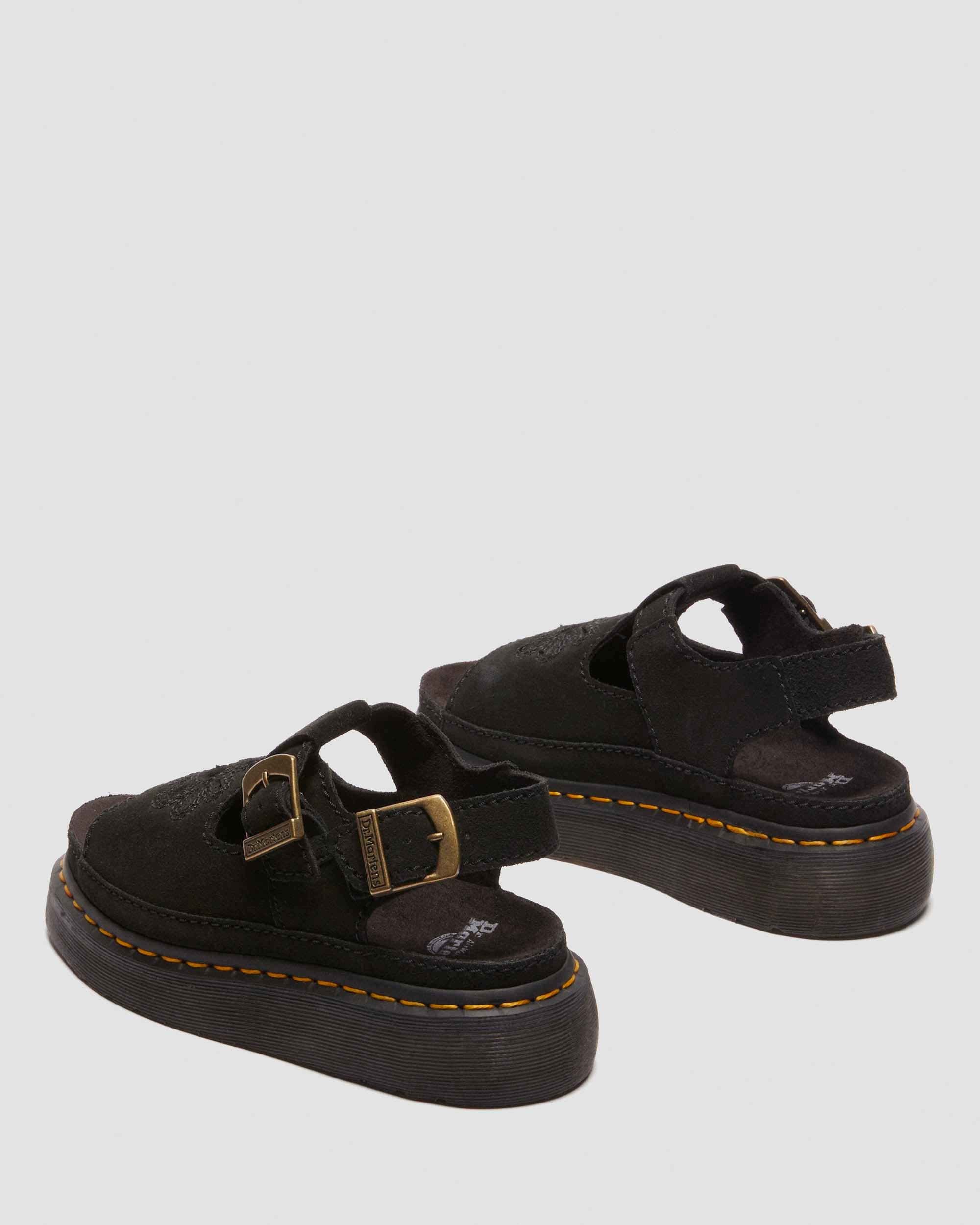Dunnet Flower Buttersoft leather sandals in Black
