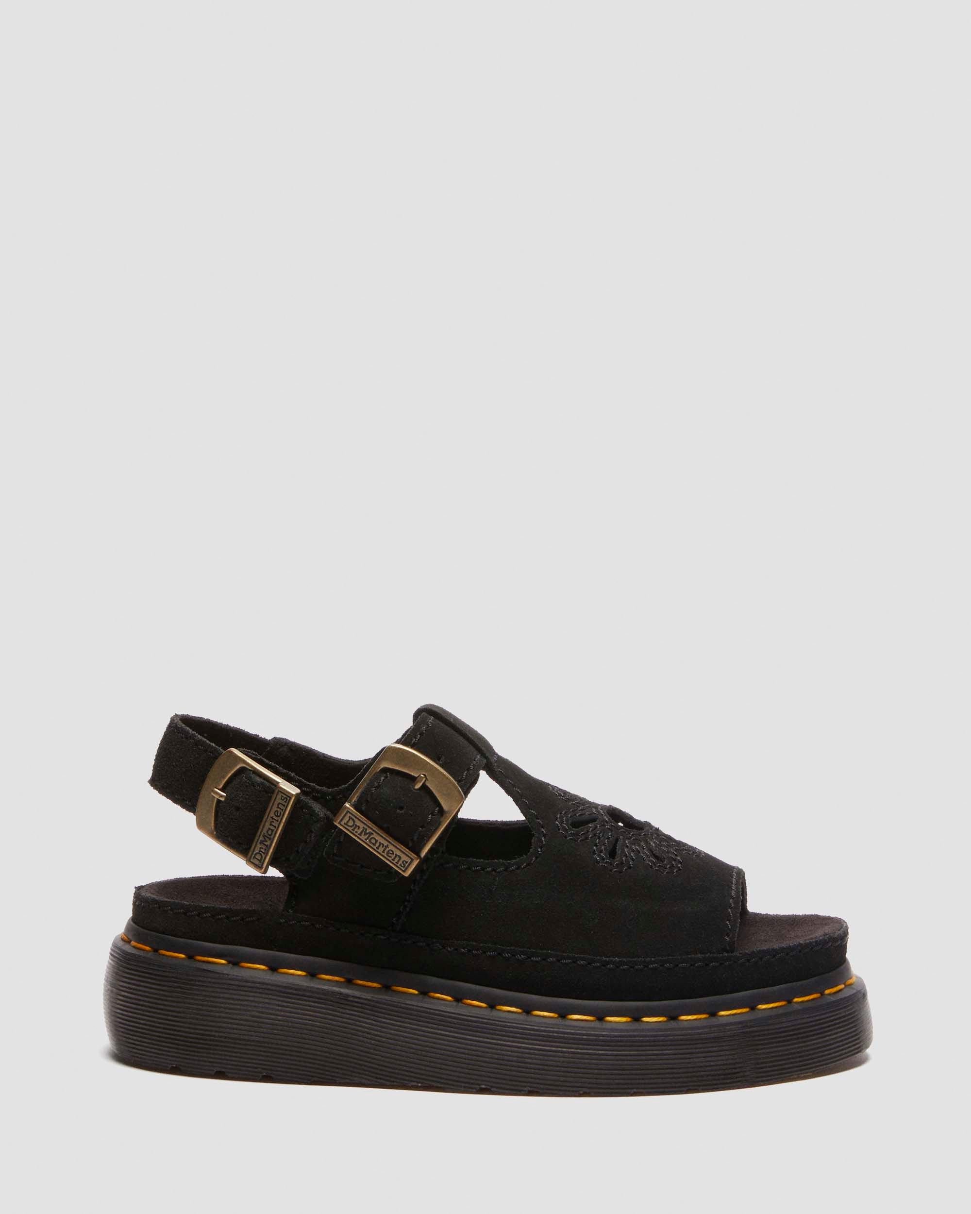 Dunnet Flower Buttersoft leather sandals in Black
