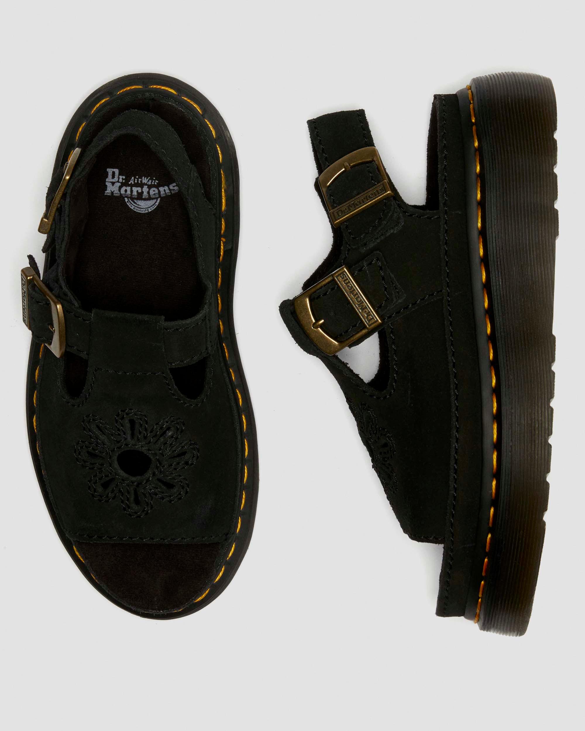 Dunnet Flower Buttersoft leather sandals in Black