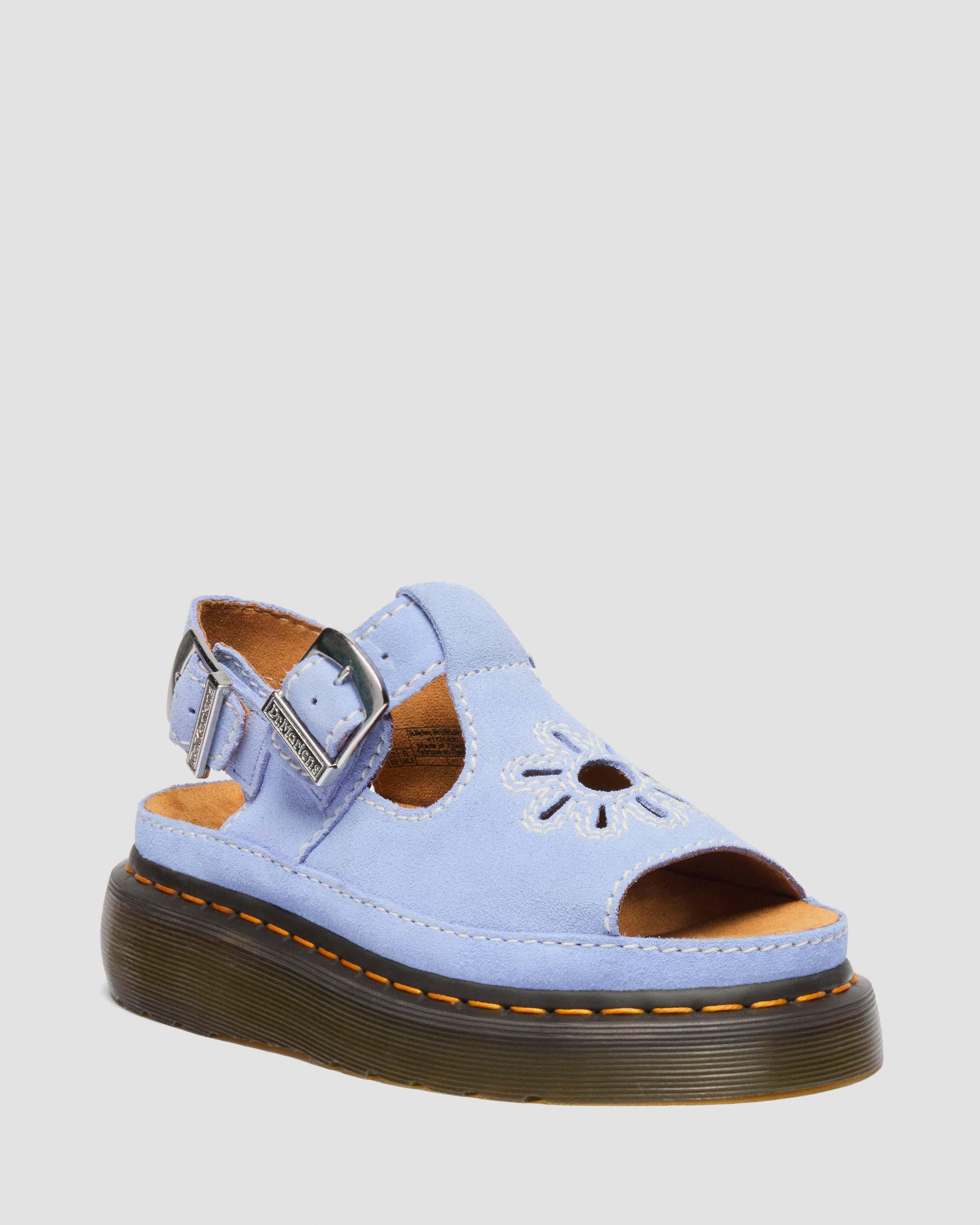 Dr. Martens Suède Dunnet Flower Buttersoft Leren Sandalenen in Blauw,