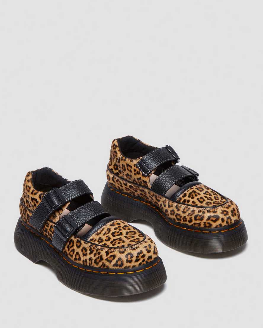 Shop Dr. Martens' Leder Buzz Leopard Mary Jane Schuhe In Tan
