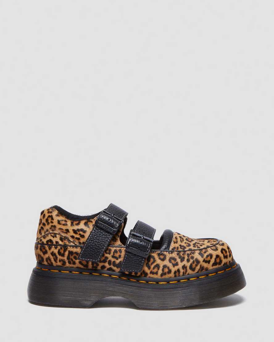 Shop Dr. Martens' Leder Buzz Leopard Mary Jane Schuhe In Tan