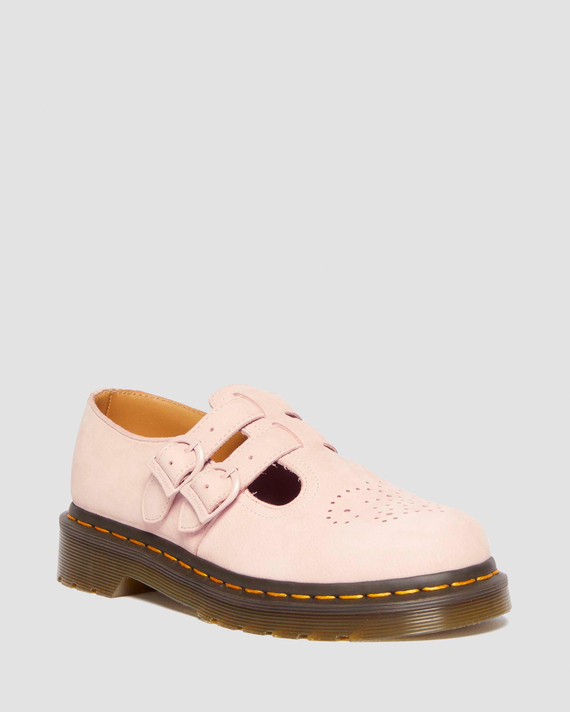8065 Nubuck Leather Mary Jane Shoes in Powder Pink