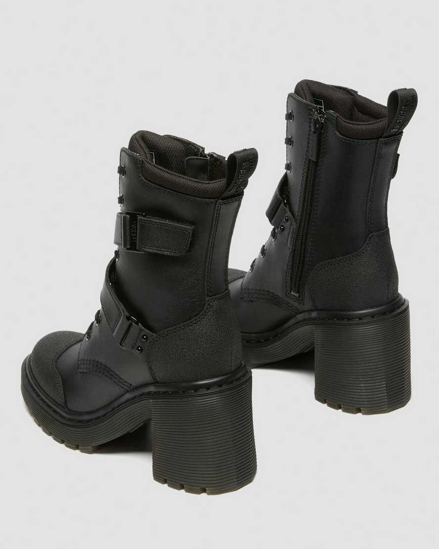 Shop Dr. Martens' Chesney Tech Strap Eight Eye Heeled Boots In Black