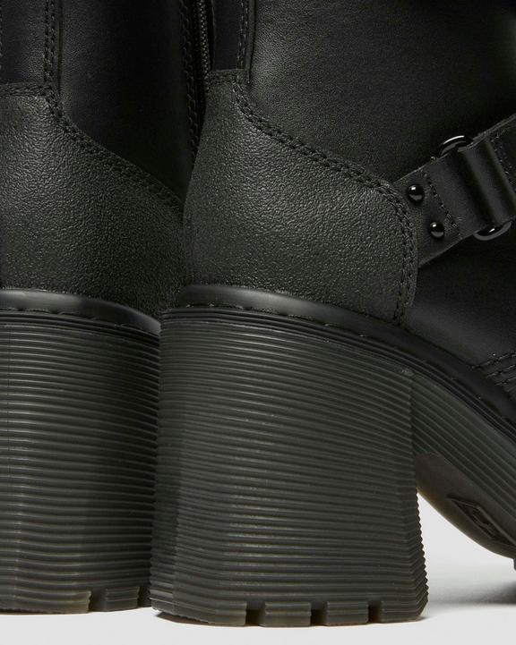 Chesney Tech Strap Eight Eye Heeled Boots in Black | Dr. Martens Chesney Tech Strap Eight Eye Heeled Boots in Black | Dr. Martens