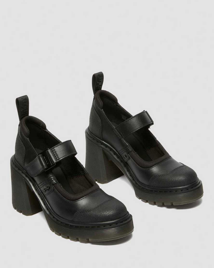 Shop Dr. Martens' Eviee Tech Strap Mary Jane Heeled Shoes In Black