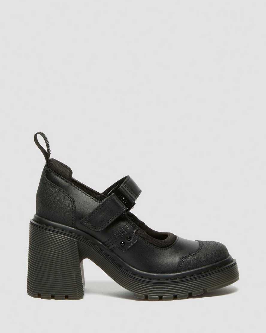 Shop Dr. Martens' Eviee Tech Strap Mary Jane Heeled Shoes In Black