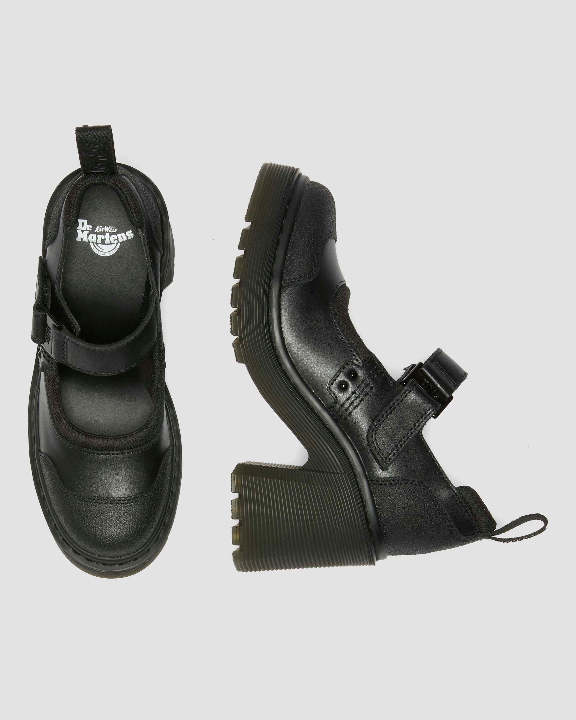 Eviee Tech Strap Mary Jane Heeled Shoes    in Black