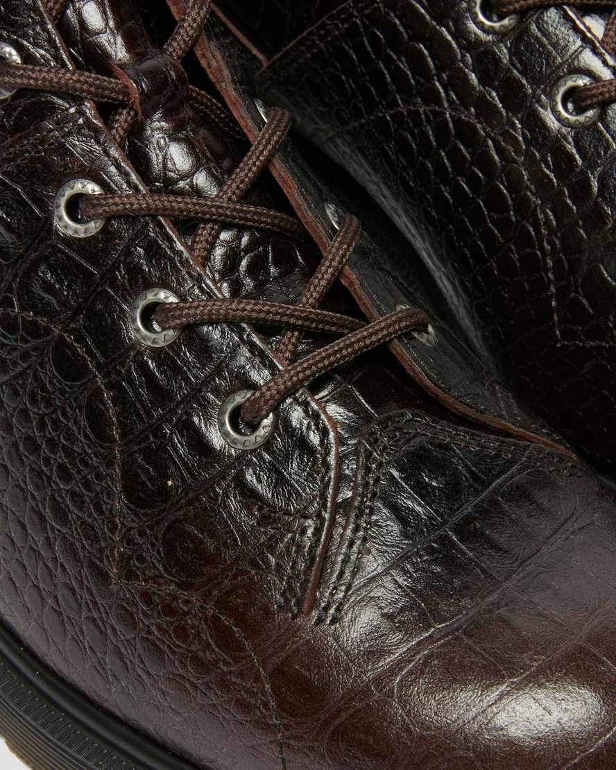 Dr. Martens' Church Crocodile Analine Leather Ankle Boots In Brown