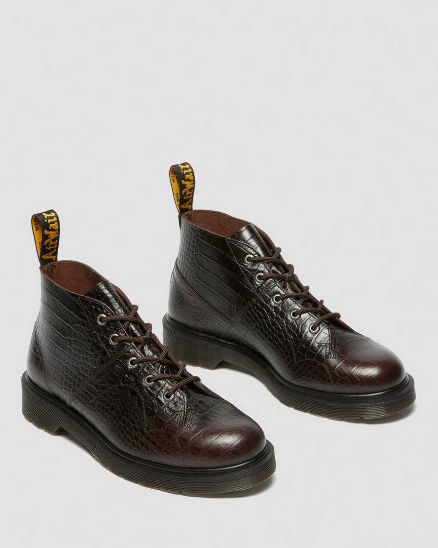 Dr. Martens' Church Crocodile Analine Leather Ankle Boots In Brown